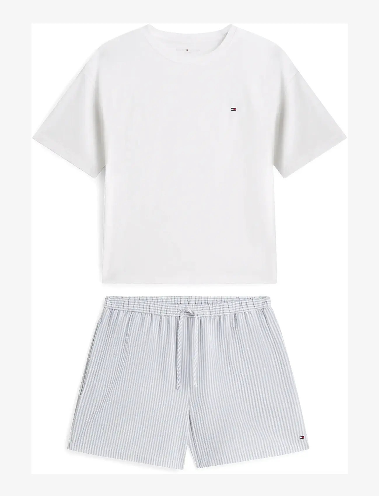 Tommy Hilfiger - JERSEY TEE SEERSUCKER SHORT SET - pyjamas - white   ithaca brisk blue - 1