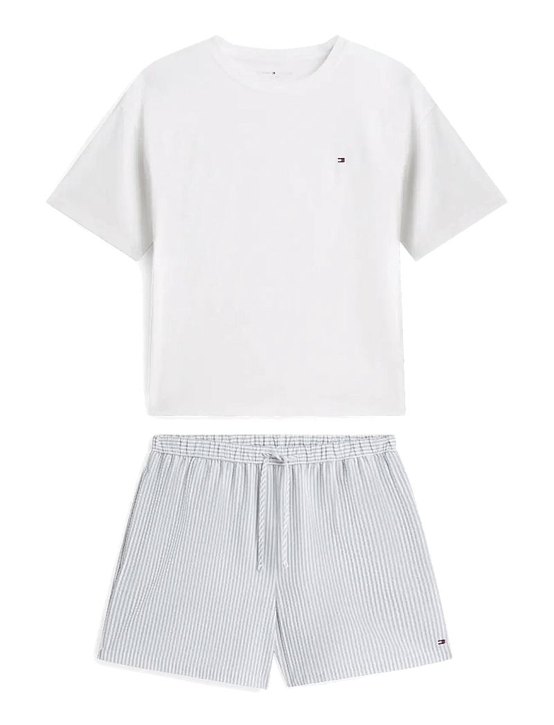 Tommy Hilfiger - JERSEY TEE SEERSUCKER SHORT SET - pyjamas - white ithaca brisk blue - 1