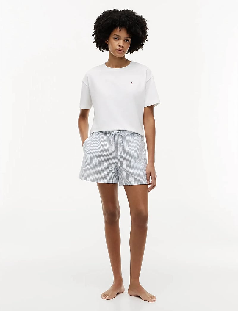 Tommy Hilfiger - JERSEY TEE SEERSUCKER SHORT SET - pyjamas - white ithaca brisk blue - 0