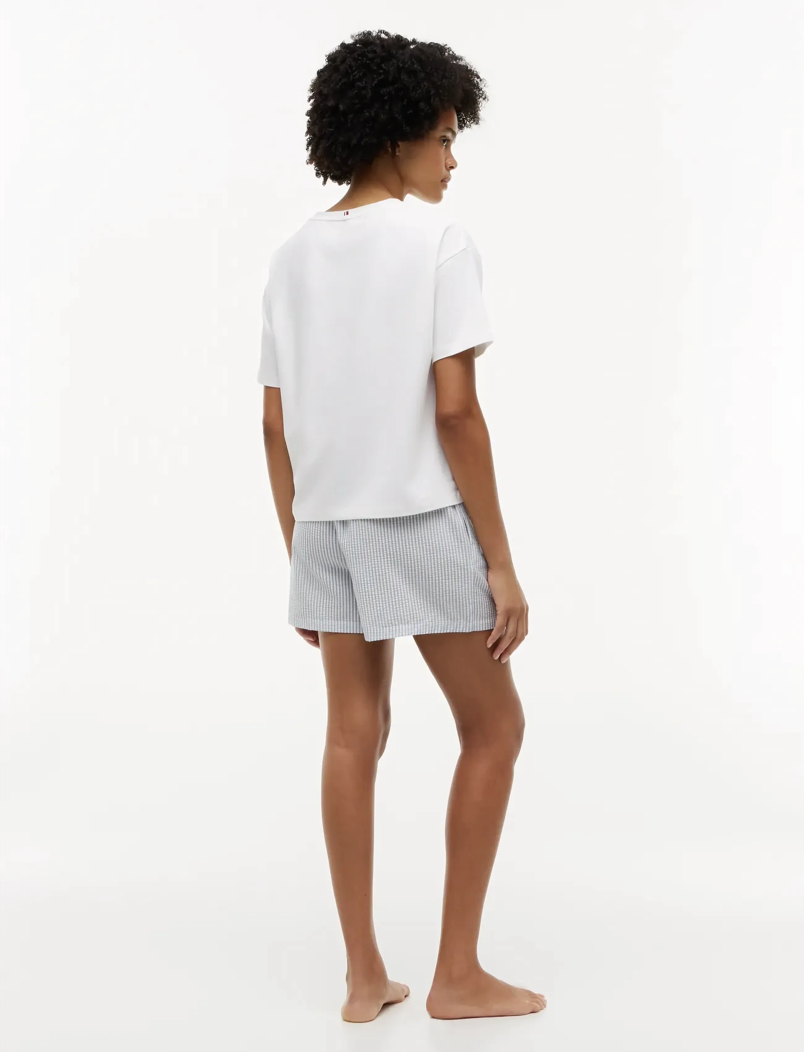 Tommy Hilfiger - JERSEY TEE SEERSUCKER SHORT SET - pyjamas - white   ithaca brisk blue - 4