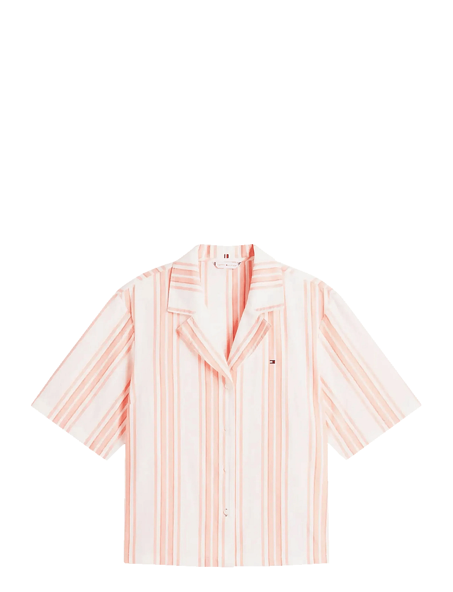 Tommy Hilfiger - SS SHIRT LINEN PJ SHORTS SET - pyjamas - tennis court stripe peach - 2