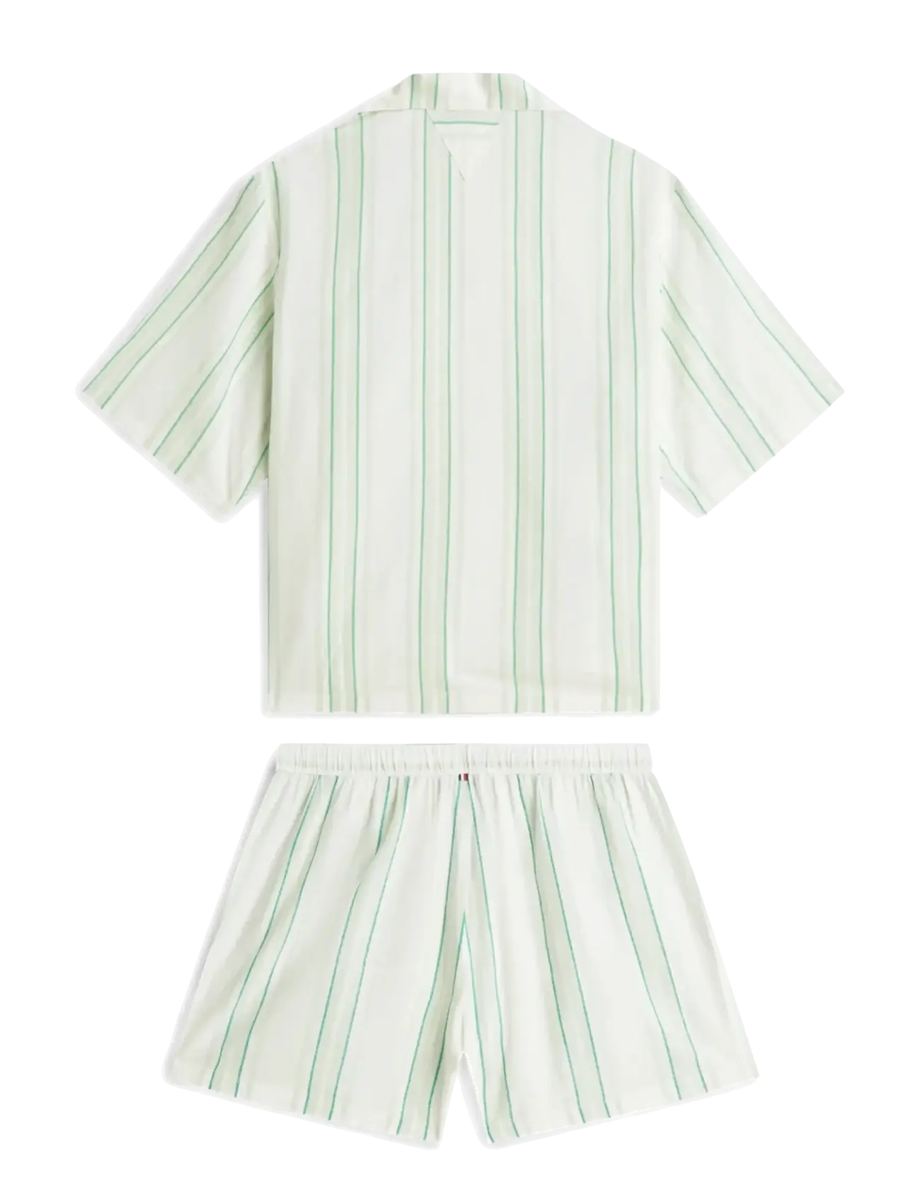 Tommy Hilfiger - SS SHIRT LINEN PJ SHORTS SET - pyjamas - tennis court stripe green - 2