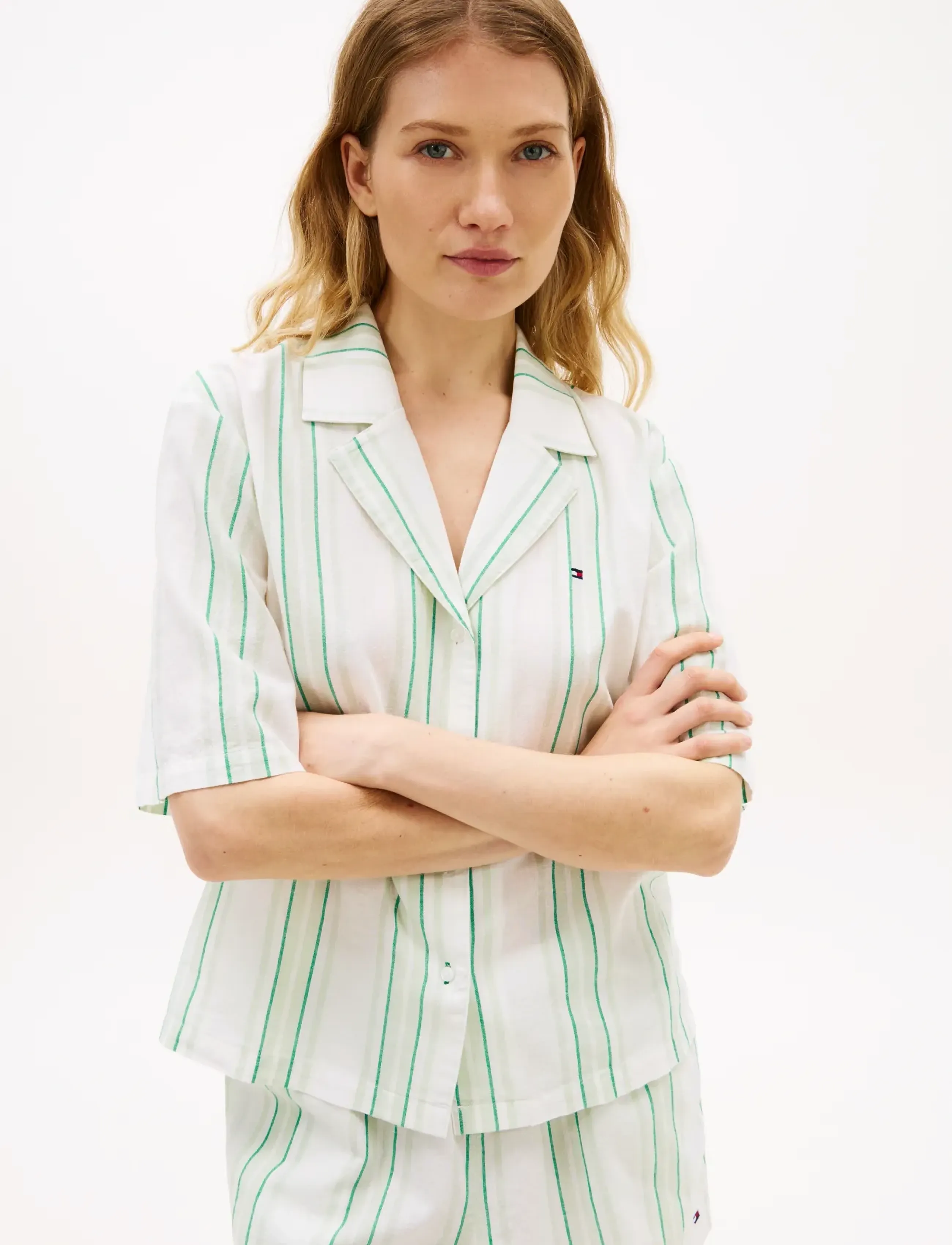 TOMMY HILFIGER Ss Shirt Linen Pj Shorts Set dam – bild 3