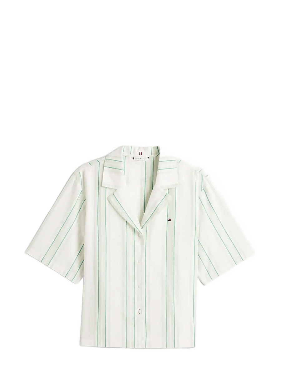 Tommy Hilfiger - SS SHIRT LINEN PJ SHORTS SET - pyjamas - tennis court stripe green - 3