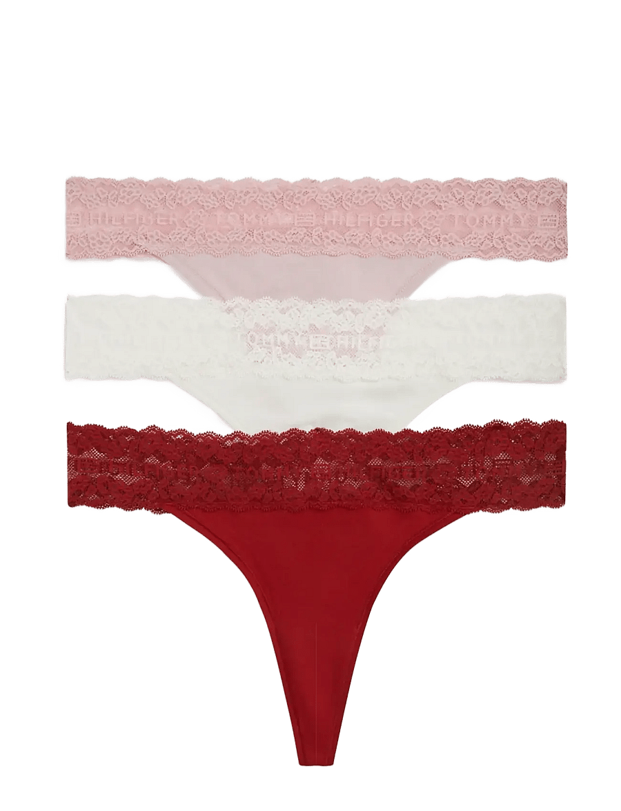 Tommy Hilfiger - 3 PACK TANGA THONG - stringtrusser - bonita pink ivory dark magma - 1