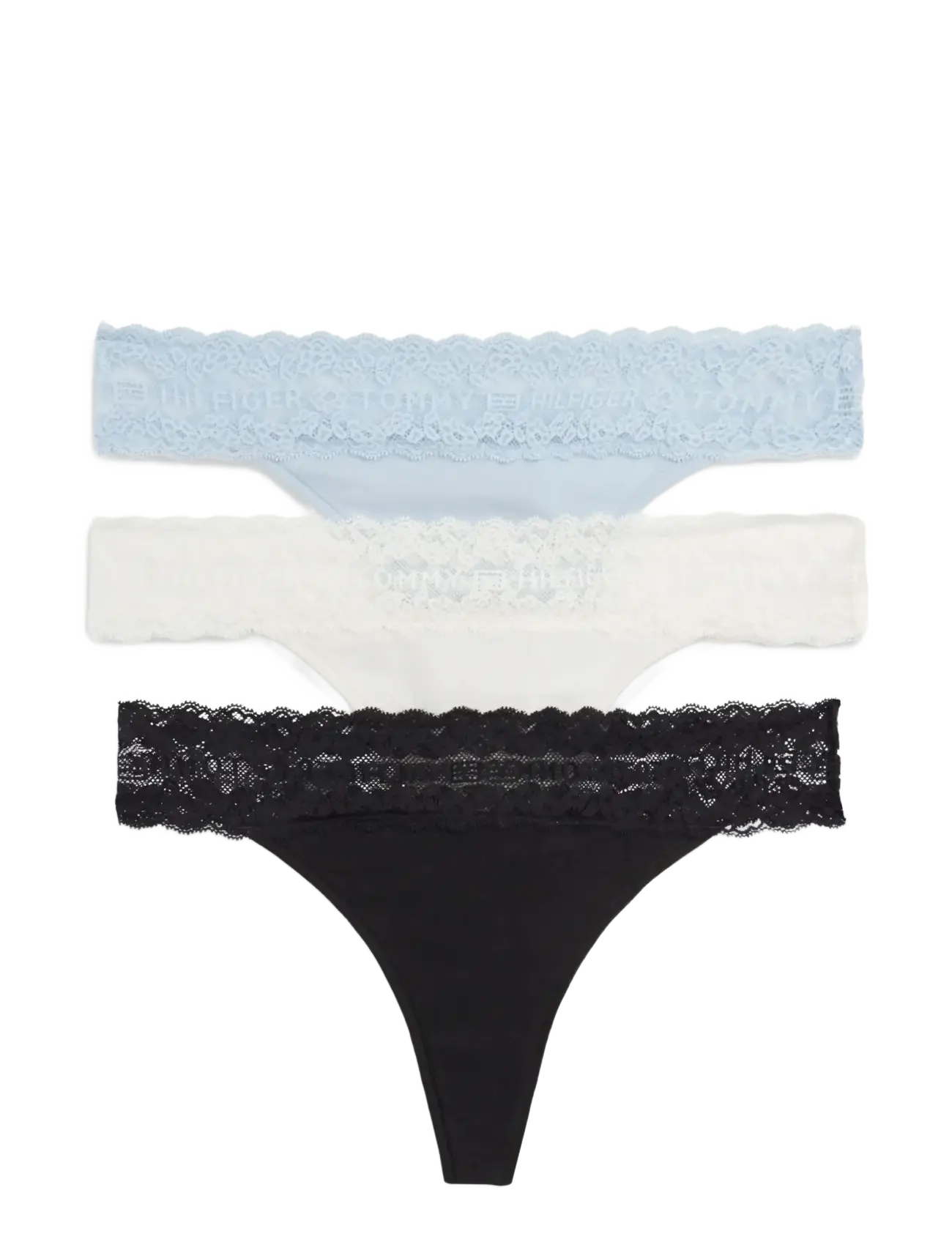 Tommy Hilfiger 3 PACK TANGA THONG - Nyheder - BREEZY BLUE IVORY BLACK / white