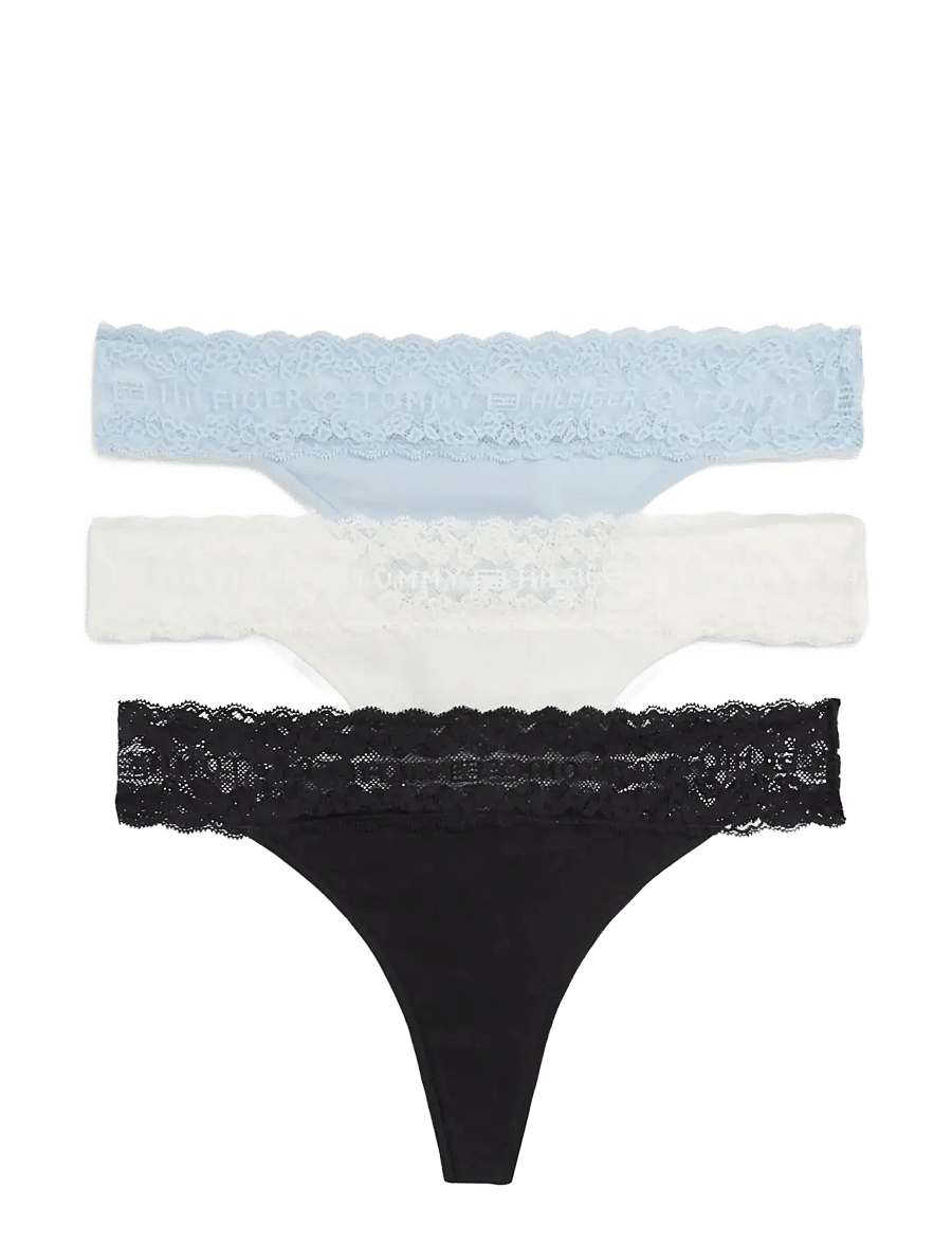 Tommy Hilfiger - 3 PACK TANGA THONG - tangas - breezy blue ivory black - 1
