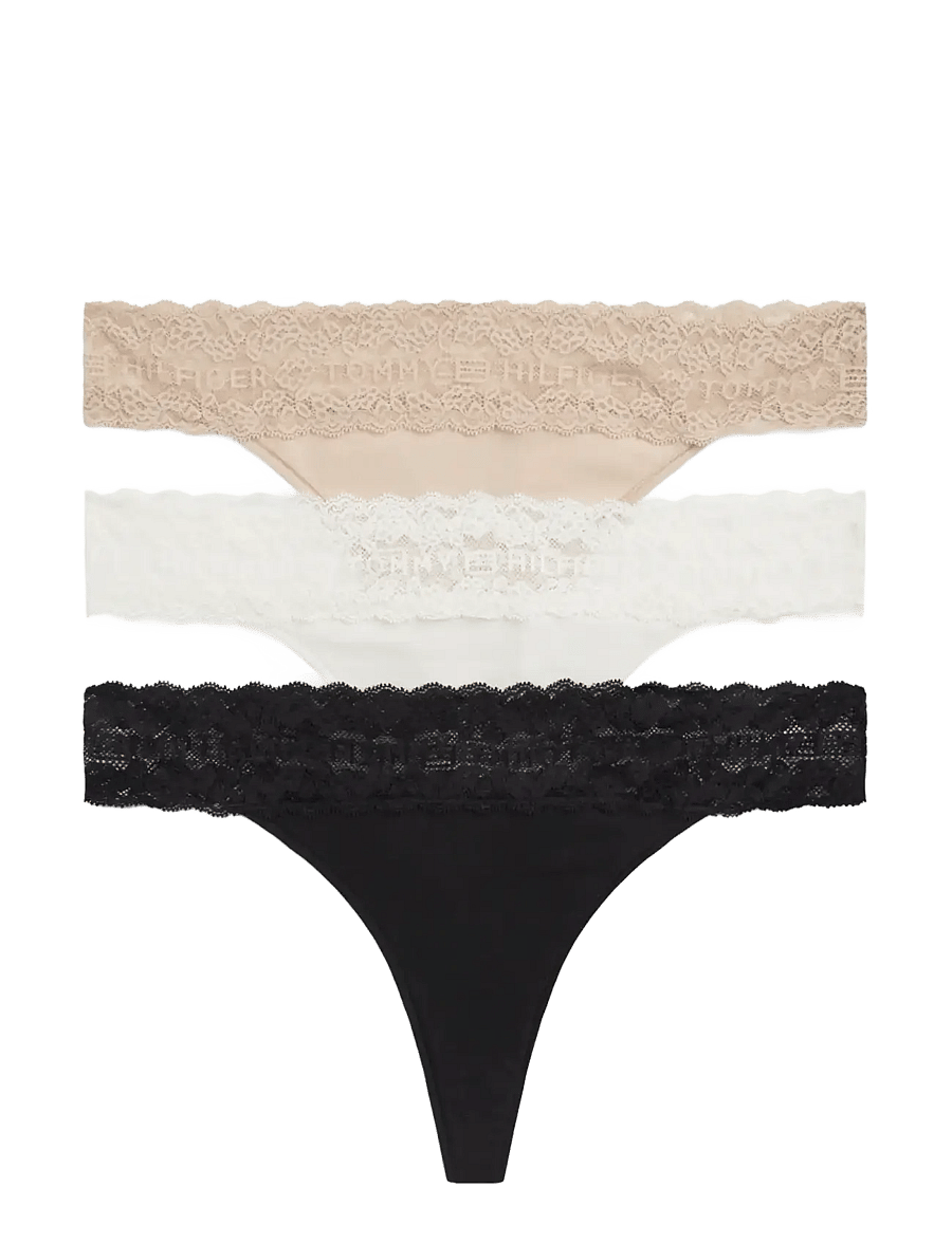 Tommy Hilfiger - 3 PACK TANGA THONG - stringtrusser - ivory misty blush black - 1