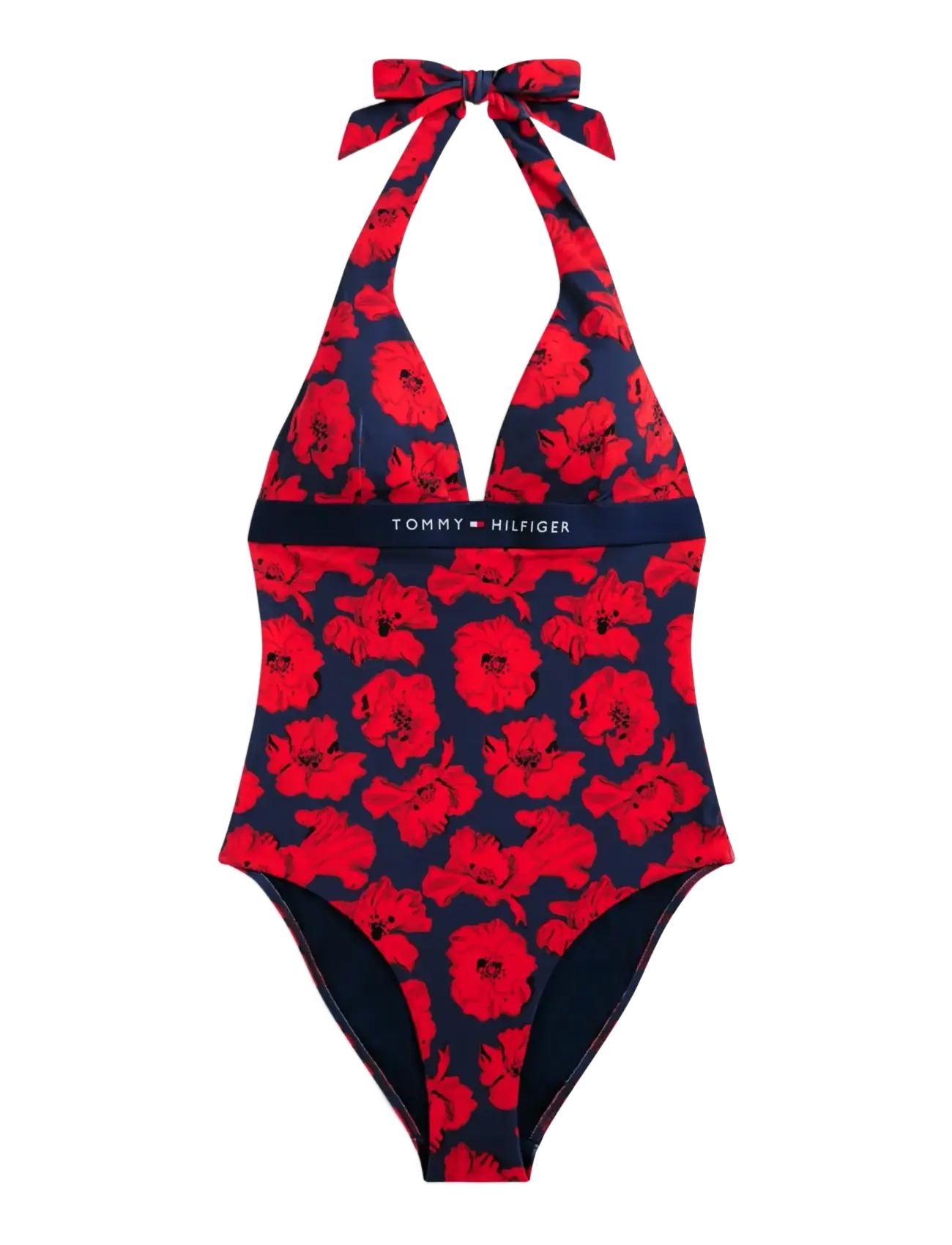 Tommy Hilfiger HALTER RP OP PRINT (EXT SIZING) - Tommy Hilfiger - POPPY DARK NIGHT NAVY / red
