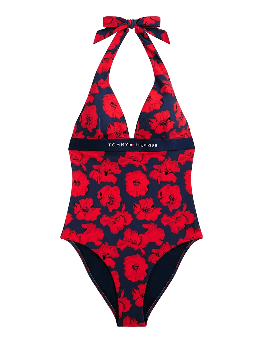 Tommy Hilfiger - HALTER RP OP PRINT (EXT SIZING) - ujumistrikood - poppy dark night navy - 1