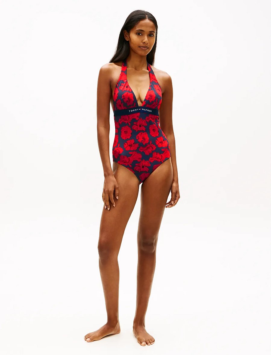 Tommy Hilfiger - HALTER RP OP PRINT (EXT SIZING) - ujumistrikood - poppy dark night navy - 3
