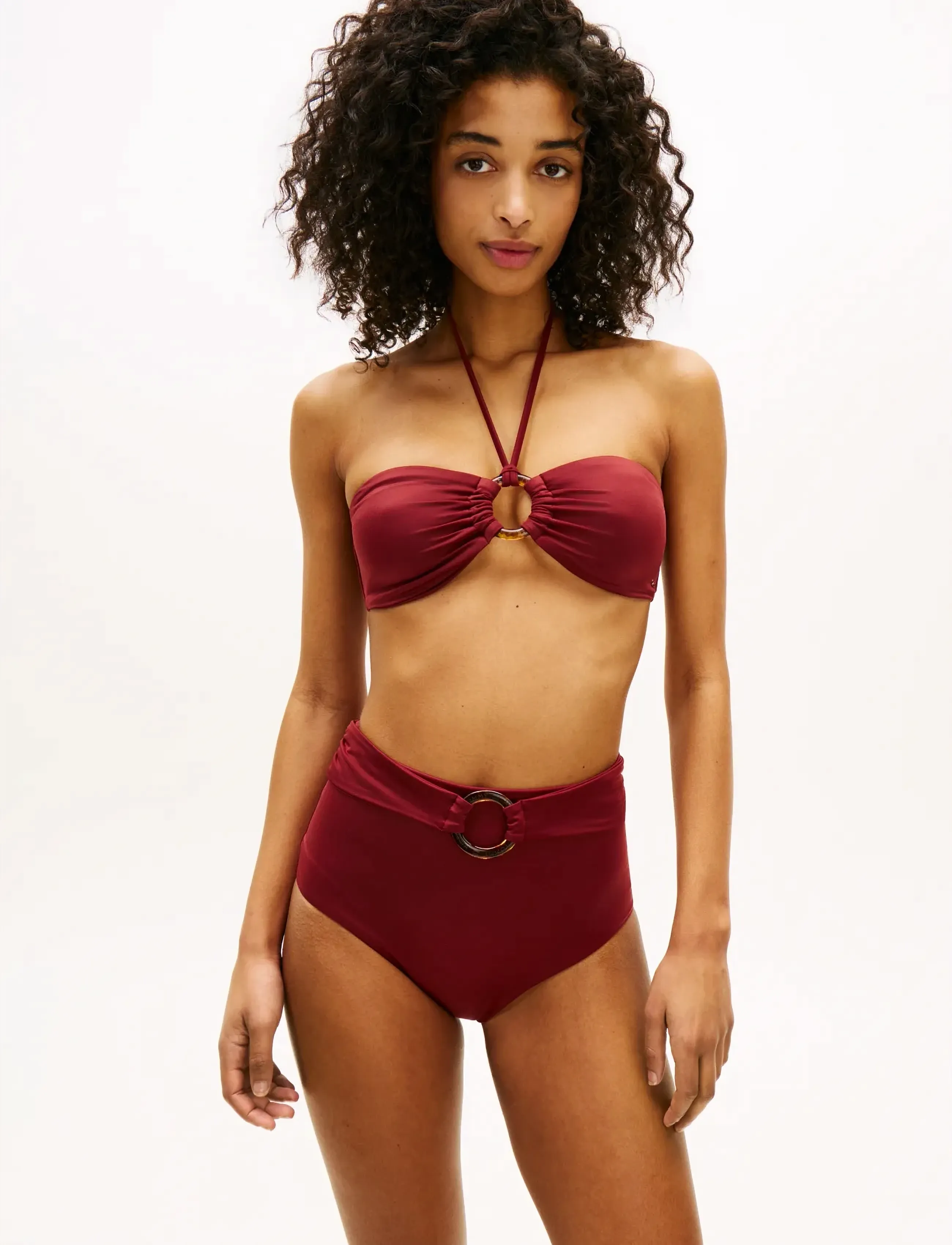 Tommy Hilfiger Bandeau, S, Bikini Oberteile, Burgunderrot - Bandeau Bikinitops, Frauen