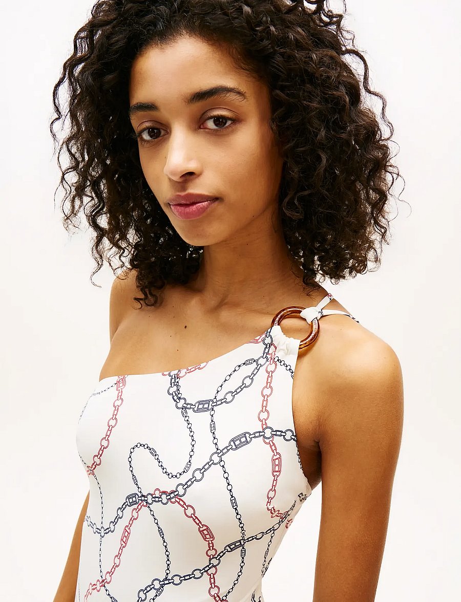 Tommy Hilfiger - ONE SHOULDER OP PRINT - chain rope calico - 4