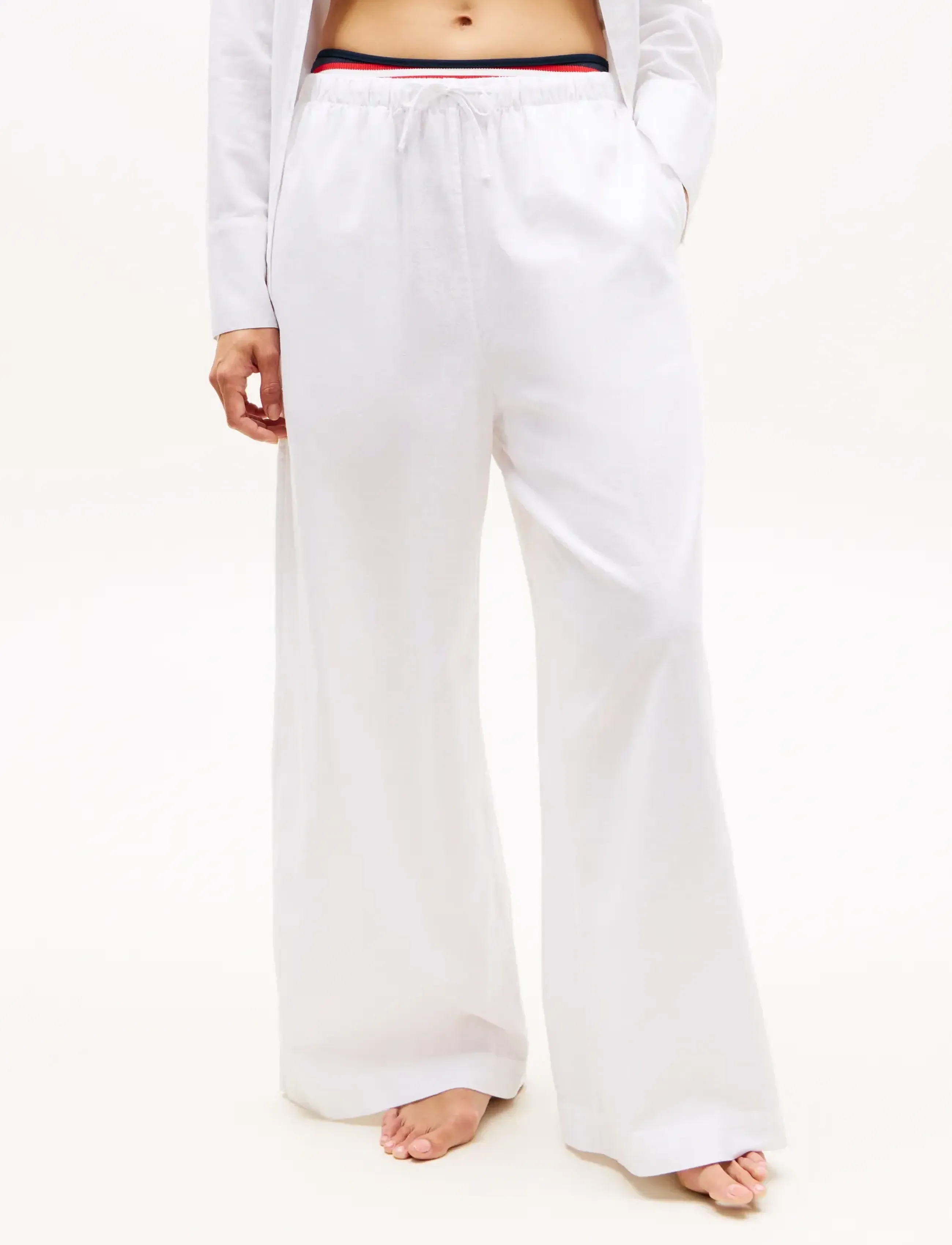 Tommy Hilfiger Wide Leg Pants (Ext), L, Bademode, Weiß - Beach Wear, Frauen