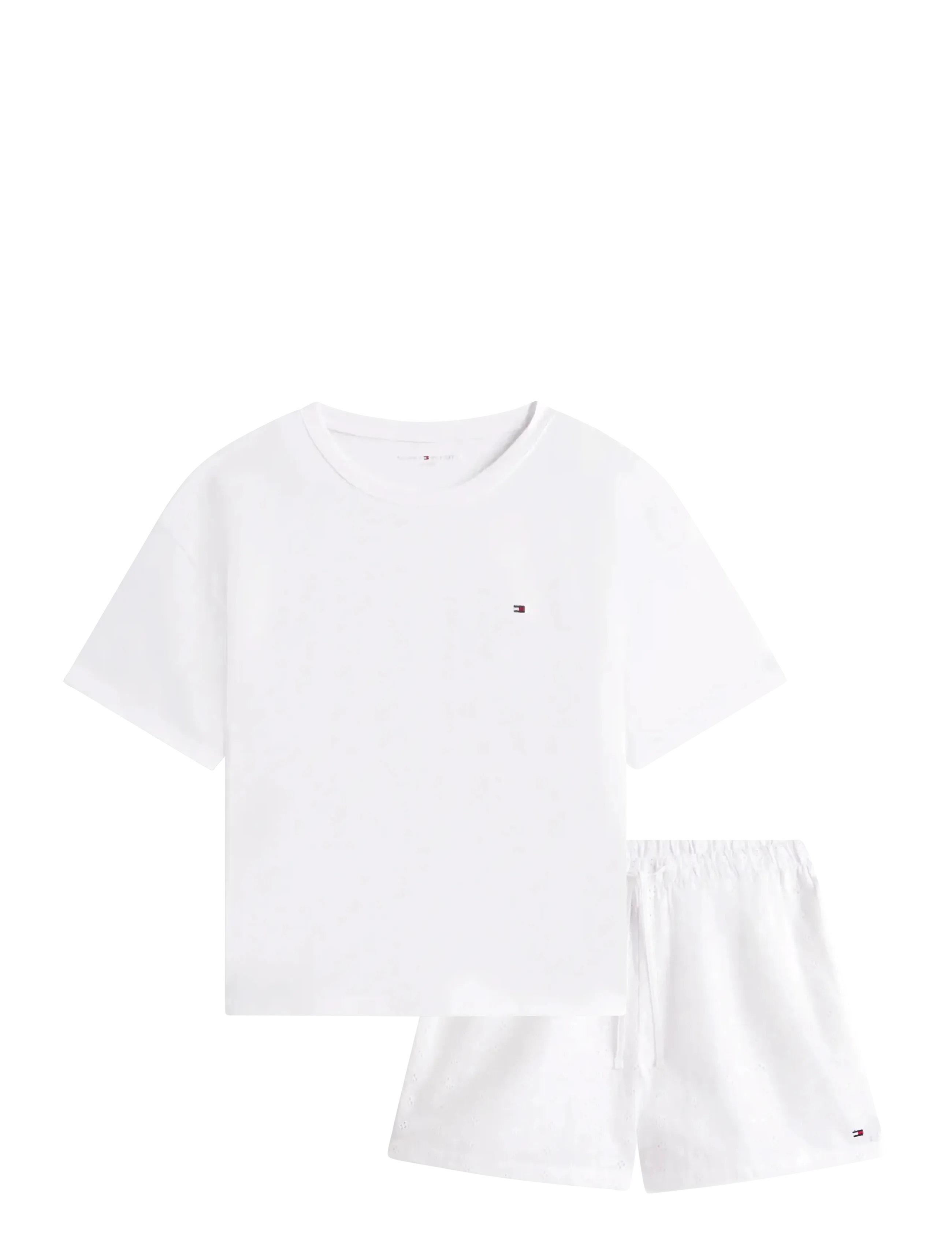 Tommy Hilfiger JERSEY SS TEE EMB SHORT PJ SET - Pidžaamad - WHITE / white