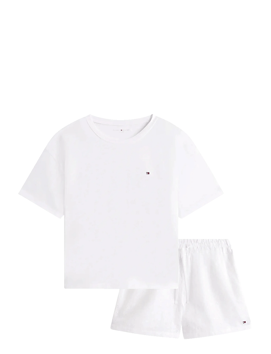 Tommy Hilfiger - JERSEY SS TEE EMB SHORT PJ SET - pyjamas - white - 1