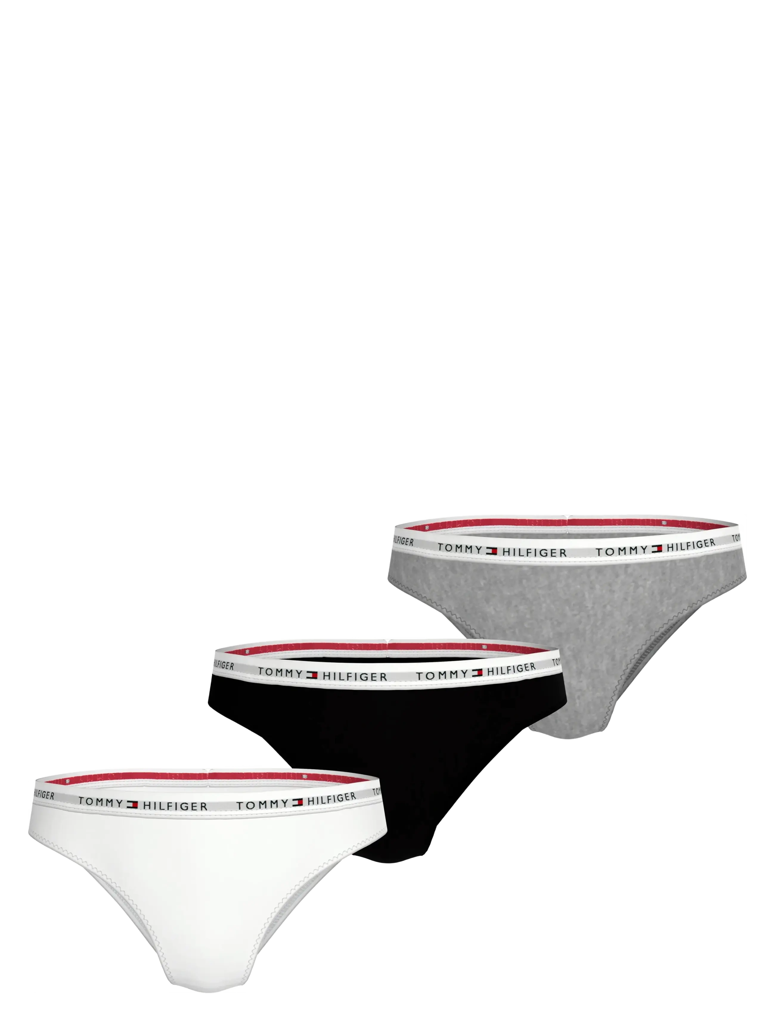 Tommy Hilfiger 3 PACK BIKINI - Aluspüksid - MEDIUM GREY HTR WHITE BLACK / multi