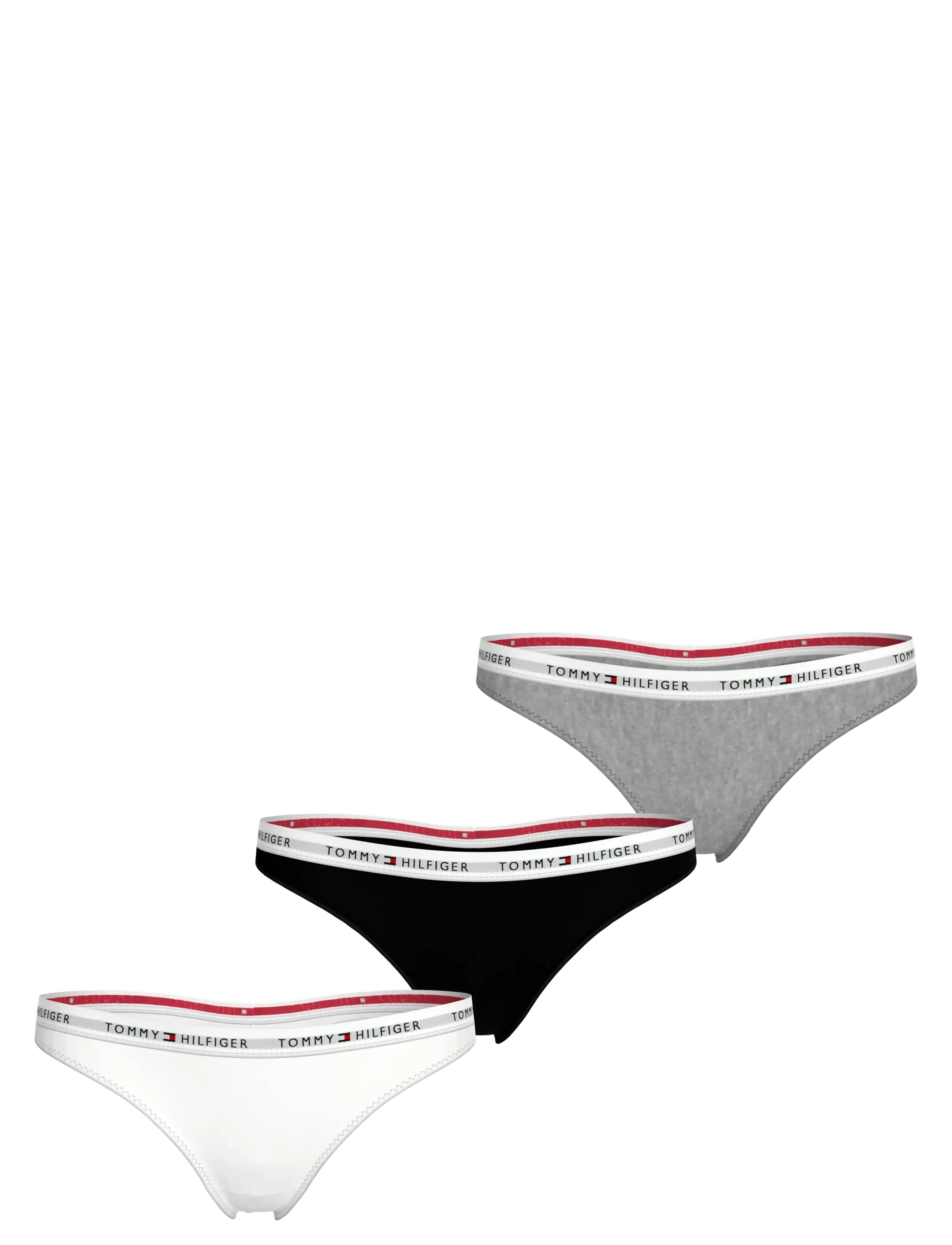 Tommy Hilfiger 3 PACK THONG - Pesu ja aluspesu - MEDIUM GREY HTR WHITE BLACK / grey