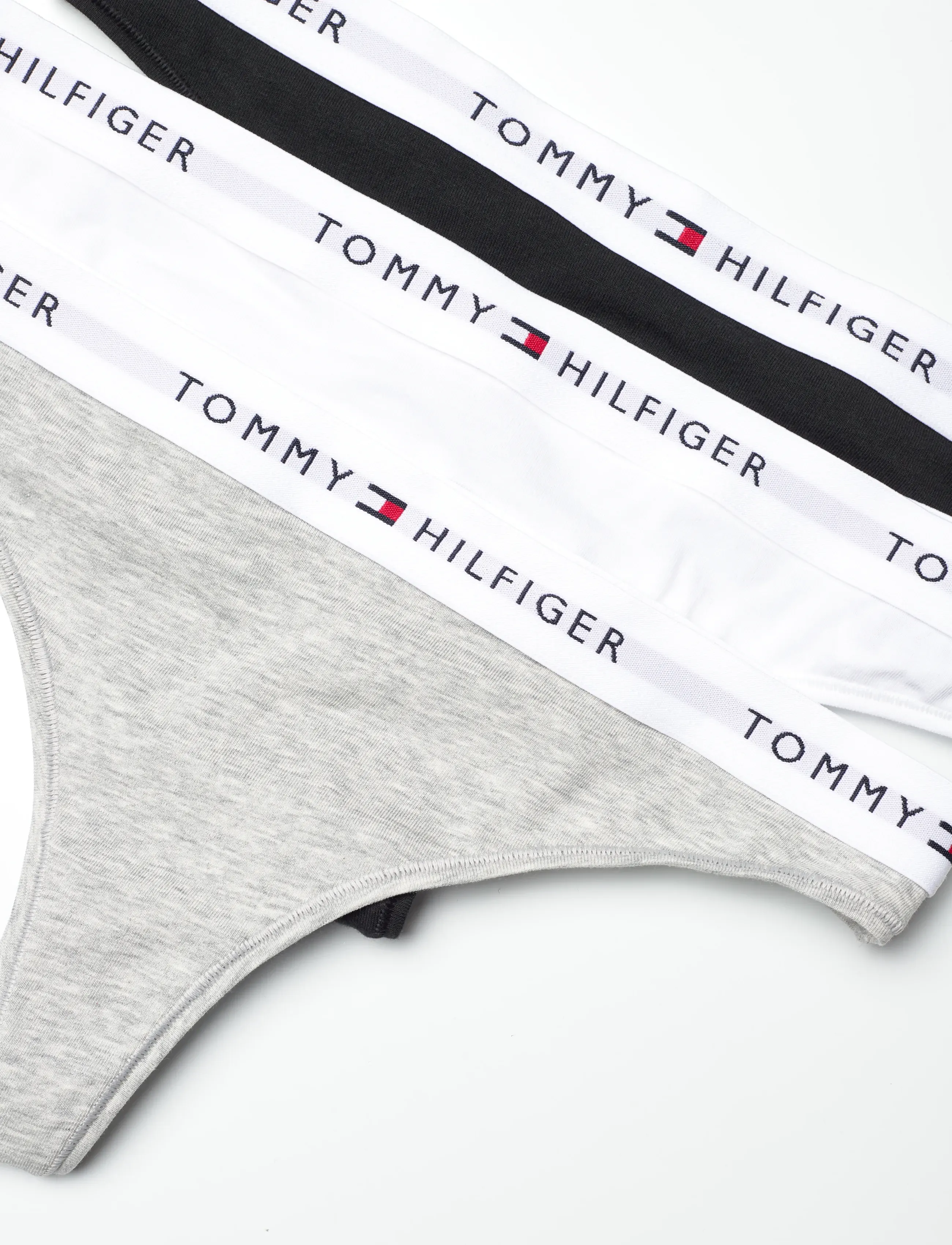 Tommy Hilfiger - 3 PACK THONG - stringtrusser - medium grey htr white black - 1