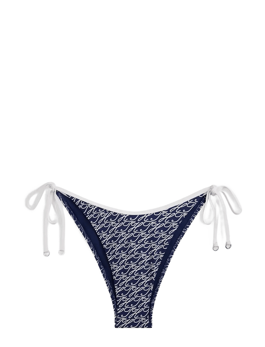 Tommy Hilfiger - V SIDE TIE PRINT - side tie bikinitrosor - script all over navy - 1