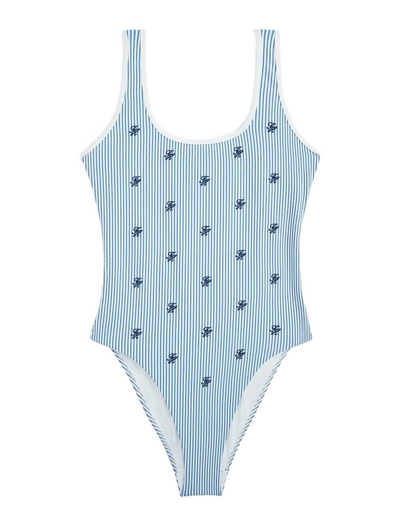 Tommy Hilfiger - SCOOP BACK OP EMB - badeanzüge - ithaca scr blue spell white - 1
