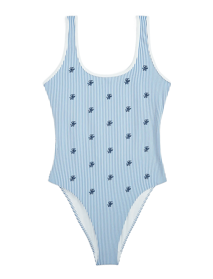 Tommy Hilfiger - SCOOP BACK OP EMB - badeanzüge - ithaca scr blue spell white - 1