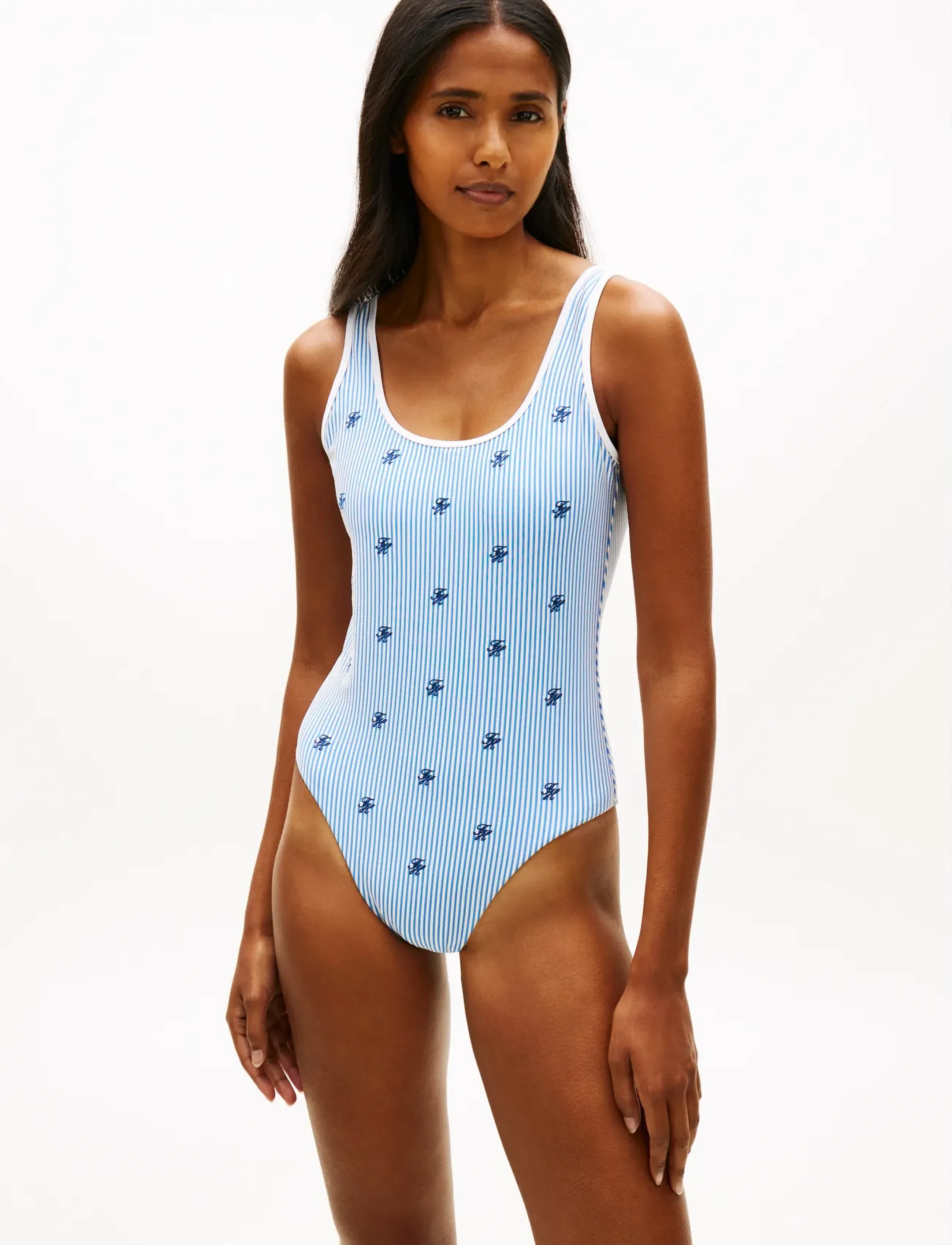 Tommy Hilfiger SCOOP BACK OP EMB - Ujumisriided - ITHACA SCR BLUE SPELL  WHITE / blue