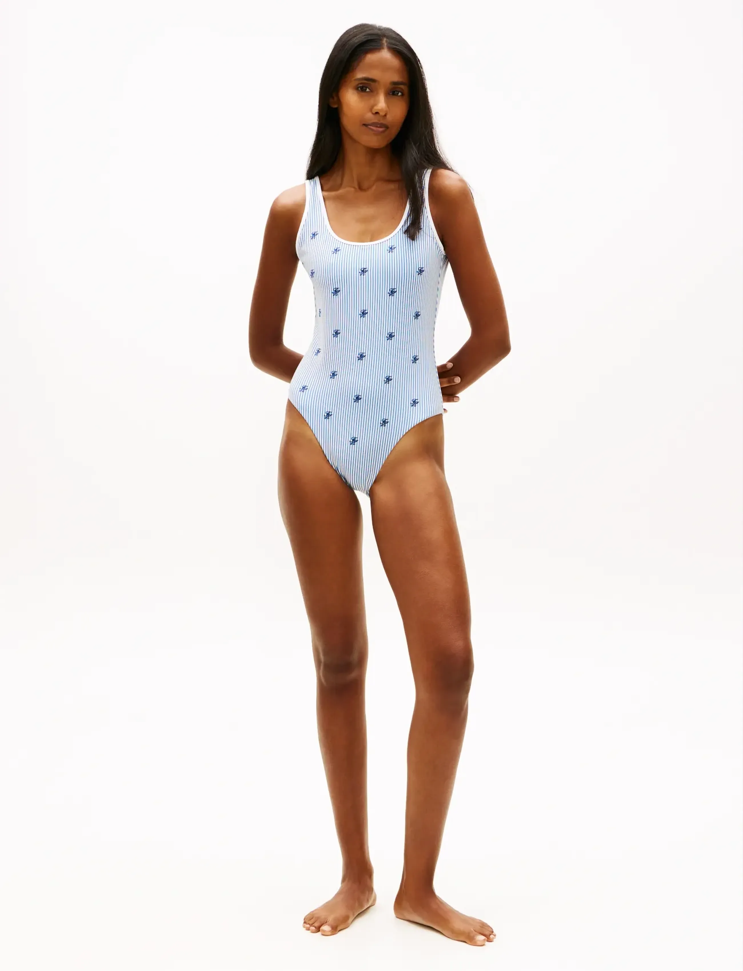 Tommy Hilfiger - SCOOP BACK OP EMB - swimsuits - ithaca scr blue spell  white - 3
