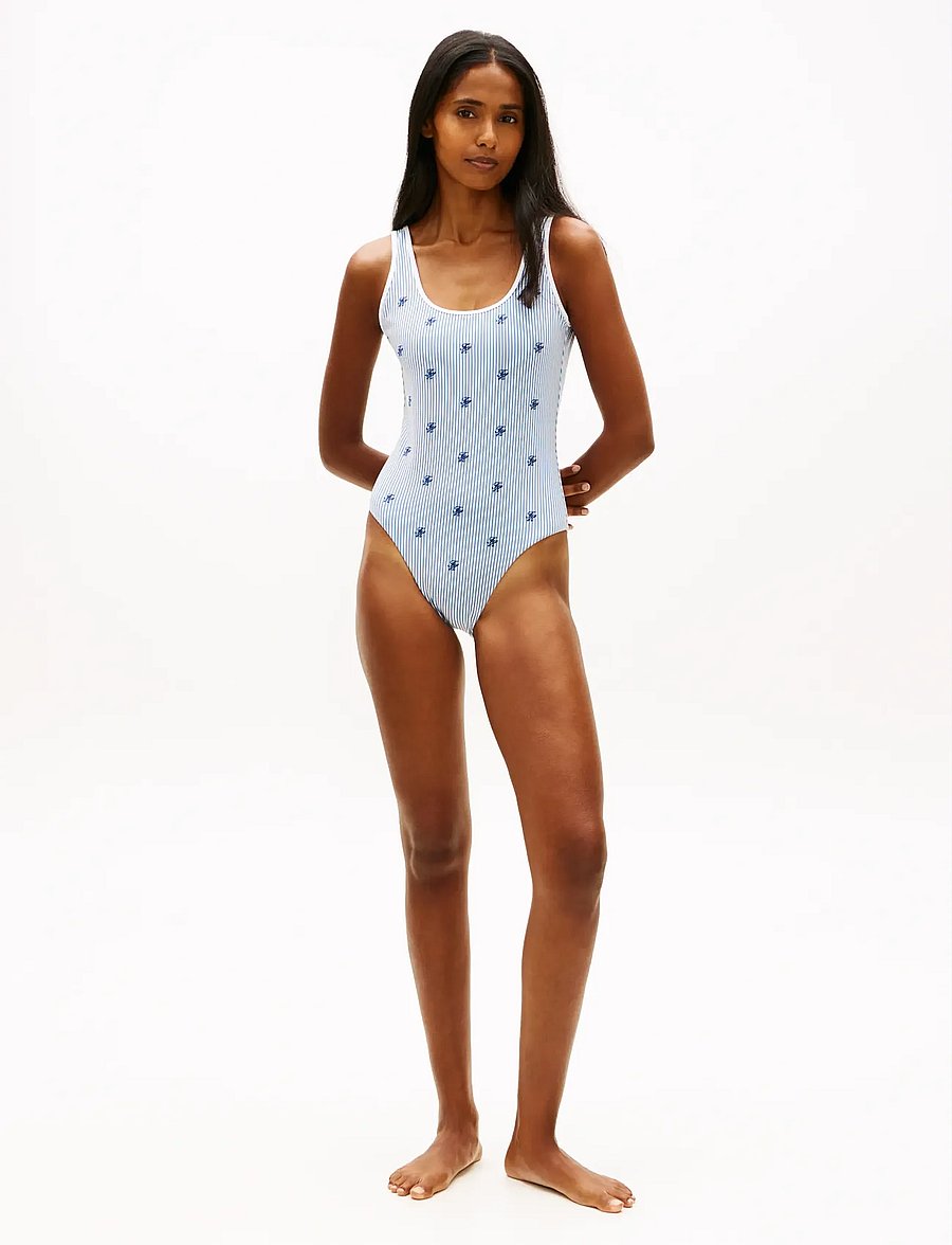 Tommy Hilfiger - SCOOP BACK OP EMB - badeanzüge - ithaca scr blue spell white - 3