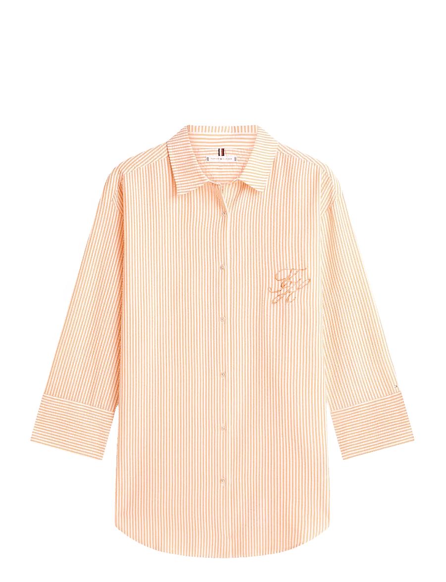 Tommy Hilfiger - SEERSUCKER LONG SHIRT - langærmede skjorter - ithaca stripe orange hype white - 1