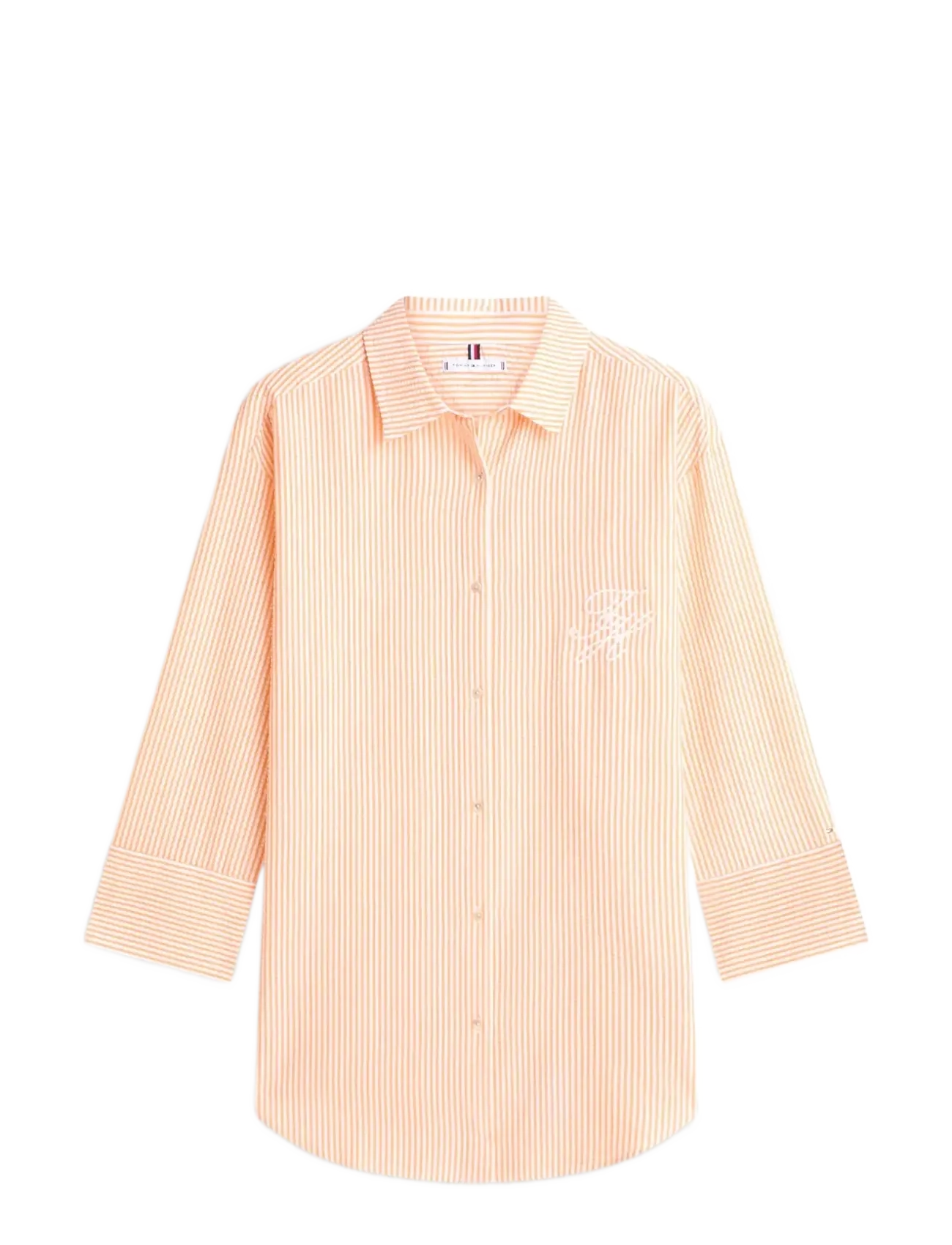 Tommy Hilfiger SEERSUCKER LONG SHIRT - Transitional Layering - ITHACA STRIPE ORANGE HYPE  WHITE / orange