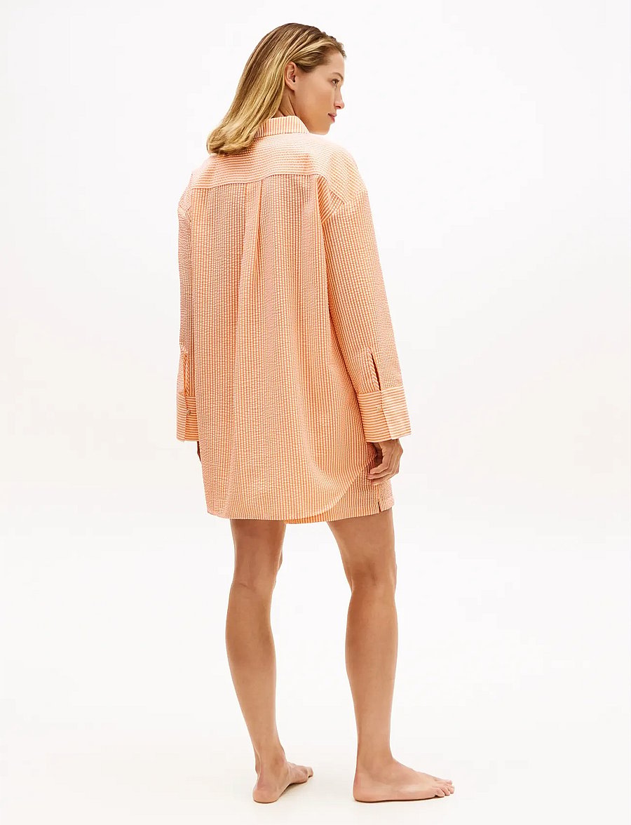 Tommy Hilfiger - SEERSUCKER LONG SHIRT - langærmede skjorter - ithaca stripe orange hype white - 2
