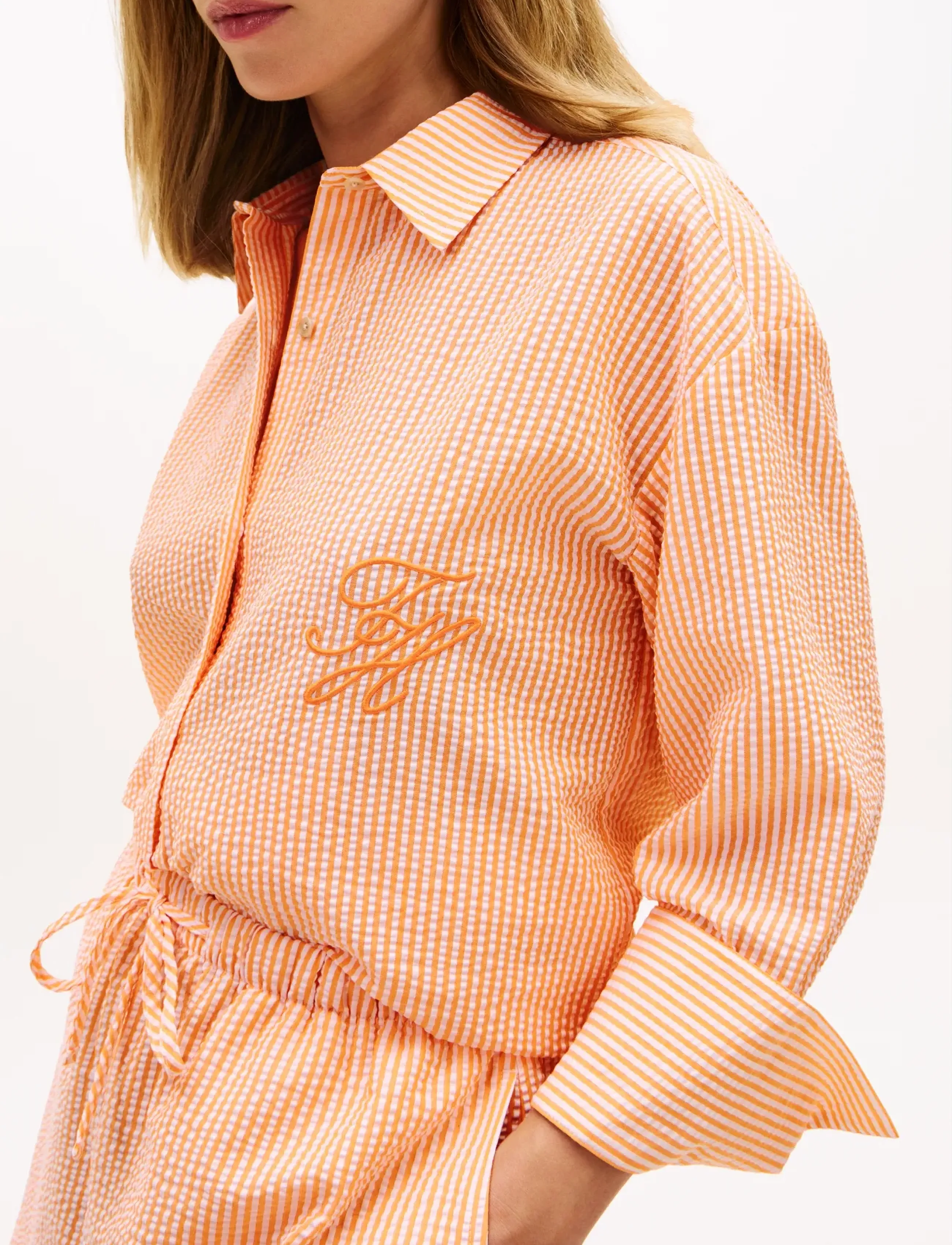 Tommy Hilfiger - SEERSUCKER LONG SHIRT - langærmede skjorter - ithaca stripe orange hype  white - 4