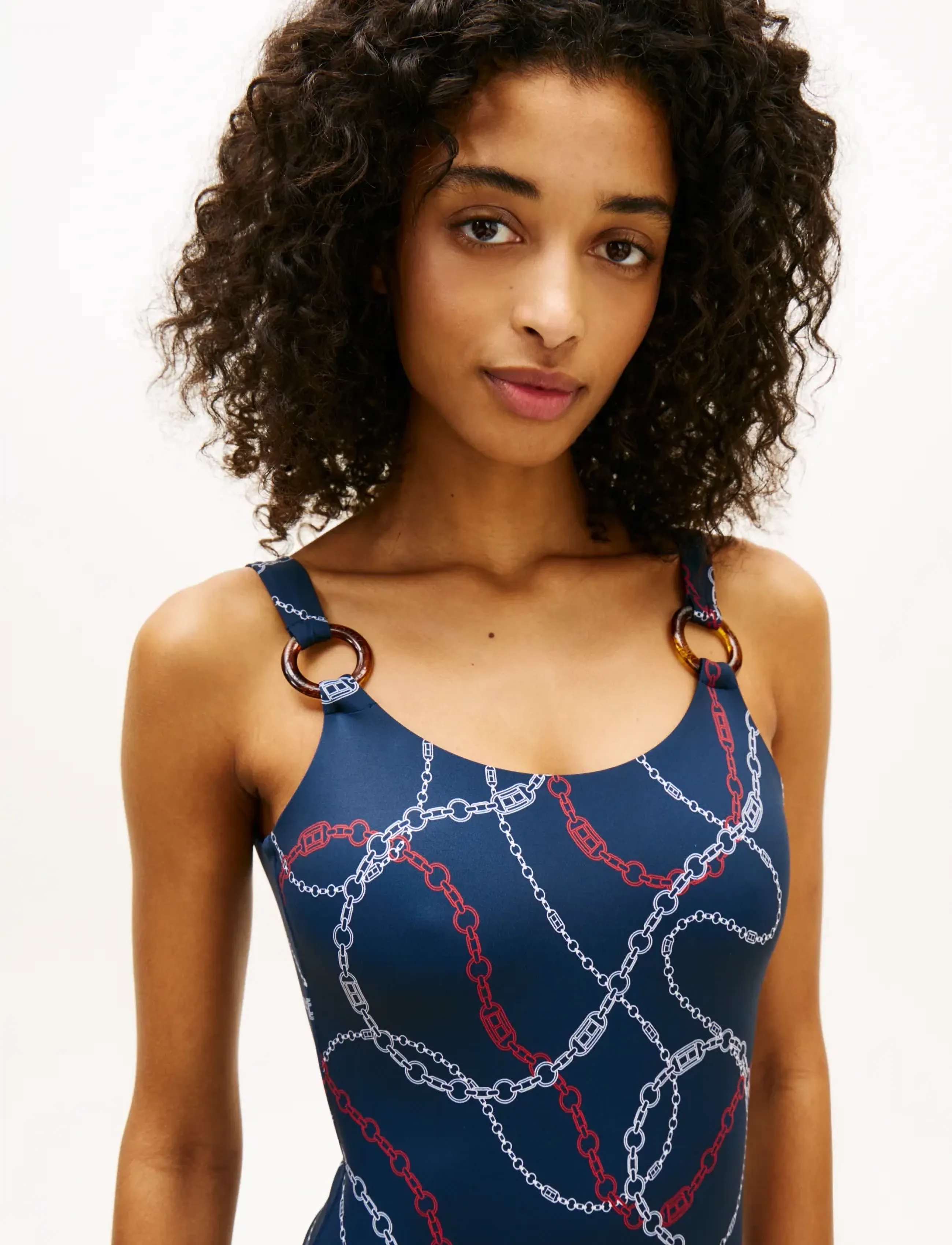 Tommy Hilfiger - SCOOP BACK OP PRINT (EXT) - badedragter - chain rope navy - 4