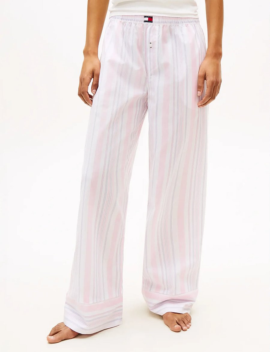 Tommy Hilfiger - POPLIN STRIPE PANTS - pyjamasbyxor - classic pink multi stripe - 0