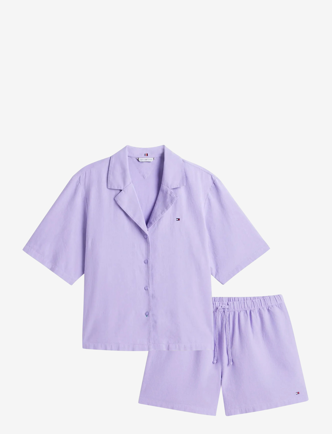 Tommy Hilfiger - SOLID LINEN SS SHIRT SET - pyjamas - purple quartz - 1
