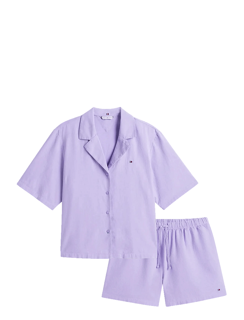 Tommy Hilfiger - SOLID LINEN SS SHIRT SET - pyjamas - purple quartz - 1