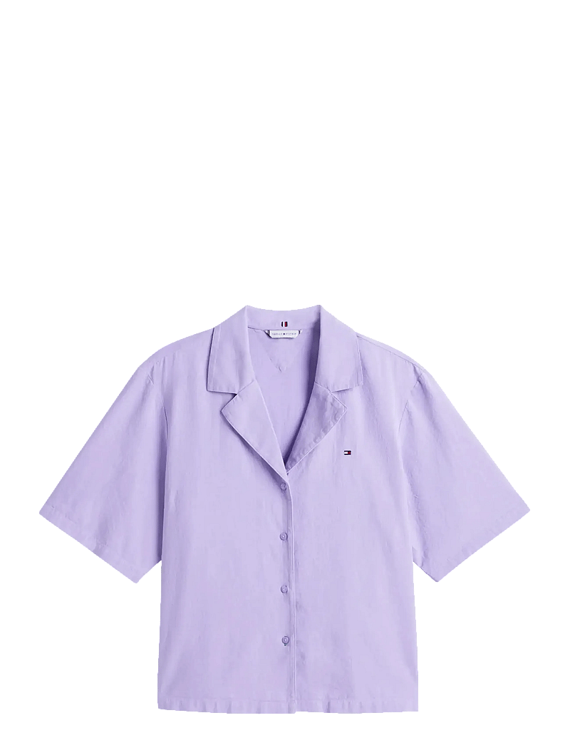 Tommy Hilfiger - SOLID LINEN SS SHIRT SET - pyjamas - purple quartz - 2