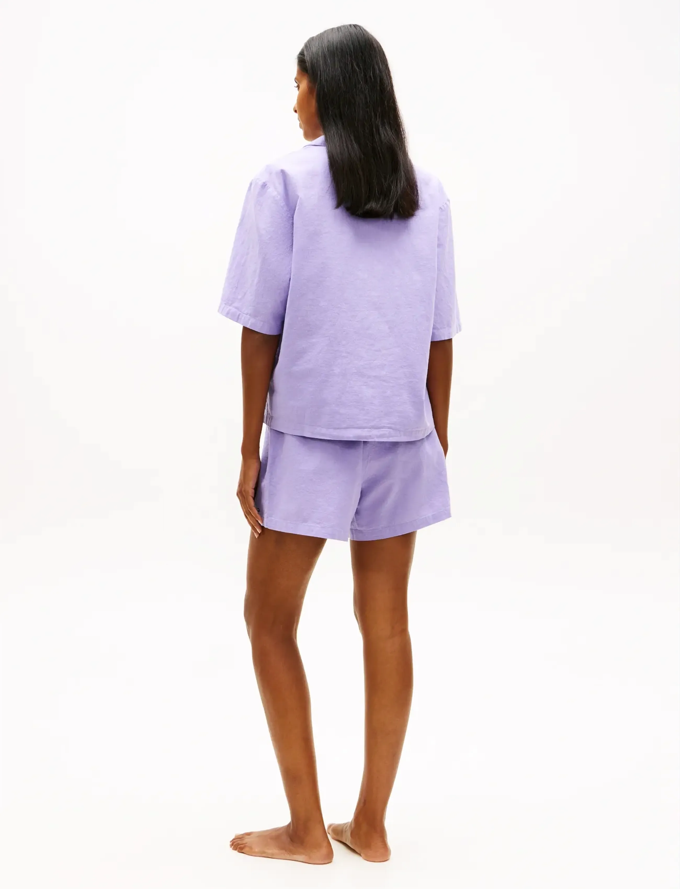 Tommy Hilfiger - SOLID LINEN SS SHIRT SET - pyjamas - purple quartz - 4