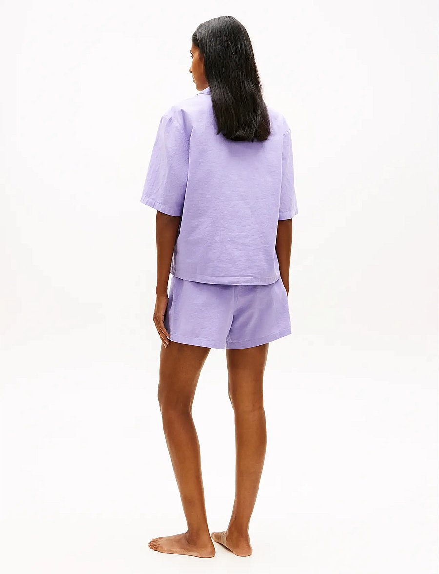 Tommy Hilfiger - SOLID LINEN SS SHIRT SET - pyjamas - purple quartz - 4