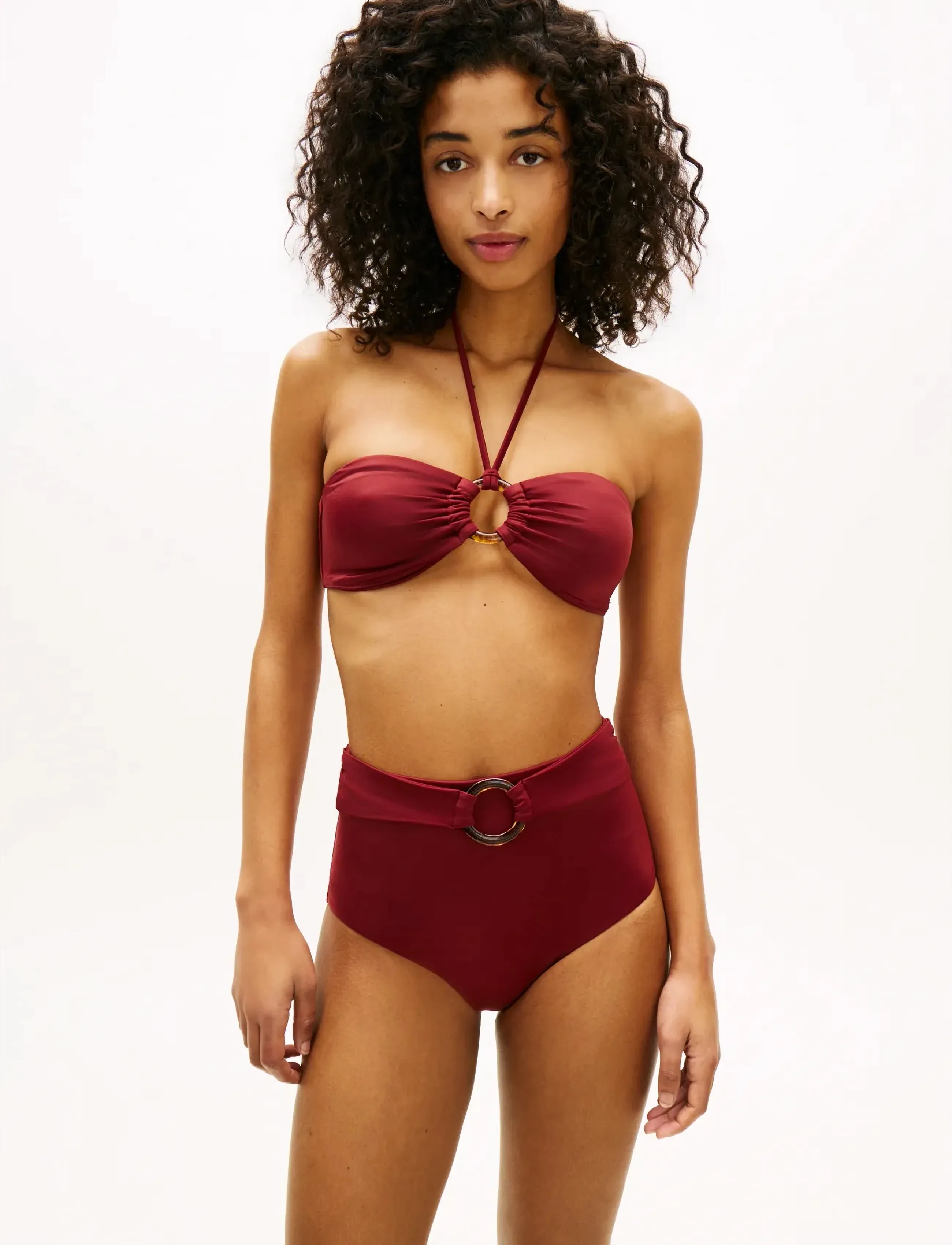 Tommy Hilfiger Classic High Waist, XS, Bikini Unterteile, Burgunderrot - Waist Bikinis, Frauen