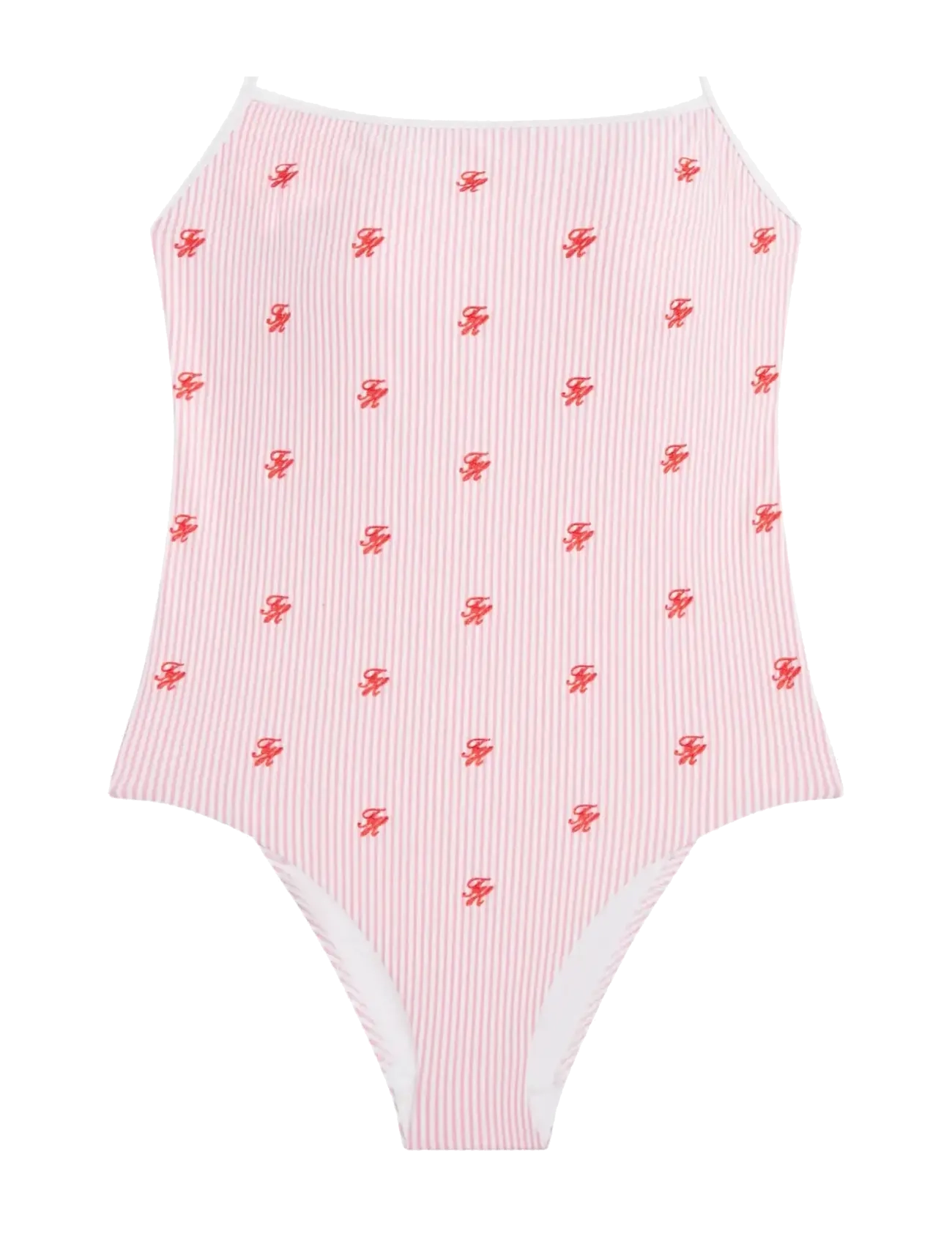 Tommy Hilfiger HALTER ONE PIECE EMB. - Bademode - ITHACA SCR ROSE PETAL WHITE / pink/rose