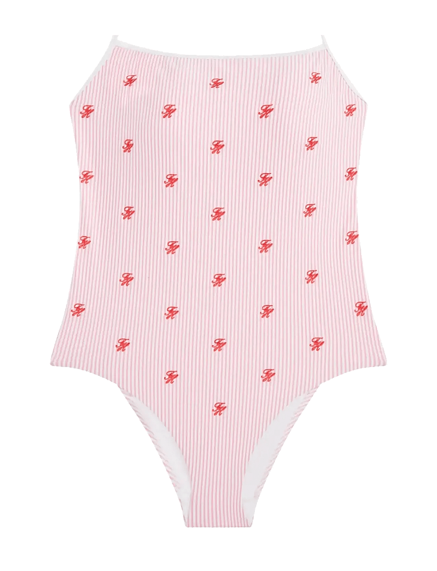 Tommy Hilfiger - HALTER ONE PIECE EMB. - badedragter - ithaca scr rose petal white - 1