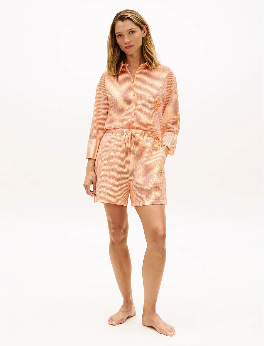 Tommy Hilfiger - SEERSUCKER SHORTS - vabaaja lühikesed püksid - ithaca stripe orange hype white - 3