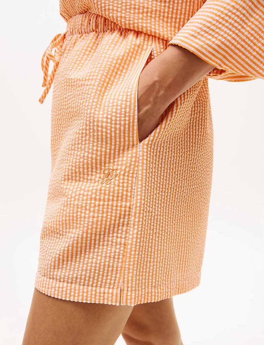 Tommy Hilfiger - SEERSUCKER SHORTS - vabaaja lühikesed püksid - ithaca stripe orange hype white - 4