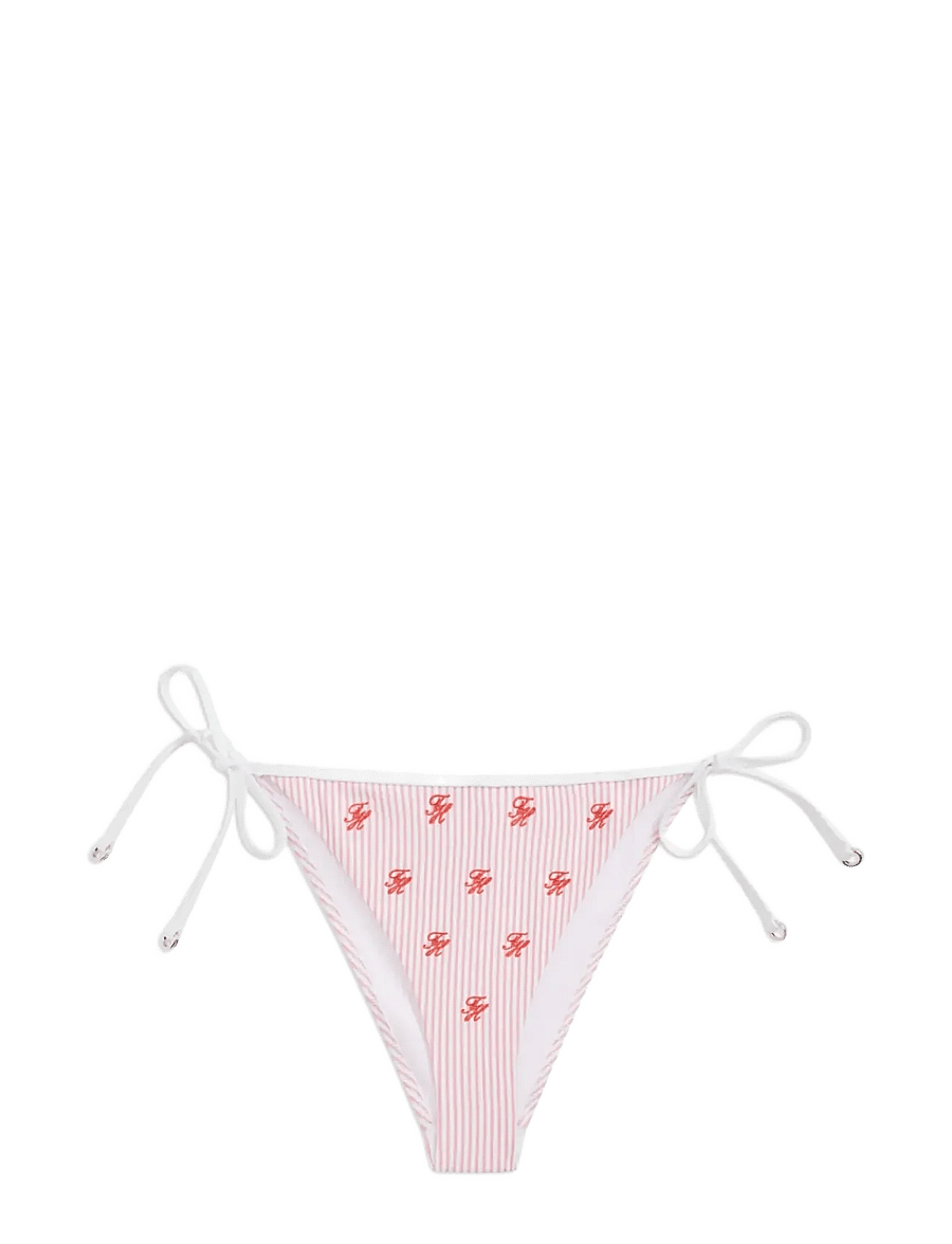 Tommy Hilfiger - V STRING SIDE TIE EMB. - küljelt seotavad bikiinid - ithaca scr rose petal white - 1