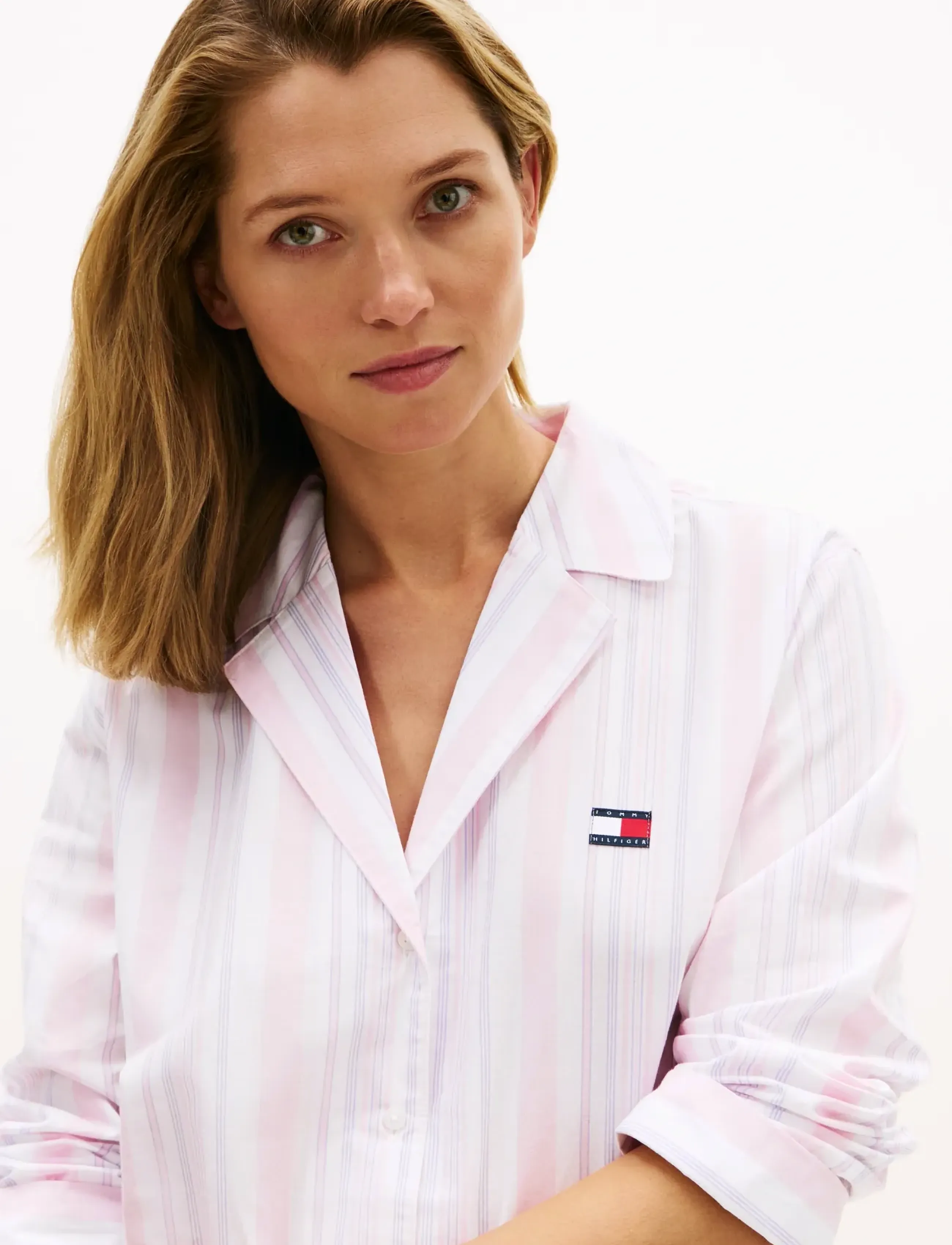 Tommy Hilfiger - LS POPLIN NIGHTDRESS - natkjoler - classic pink multi stripe - 2