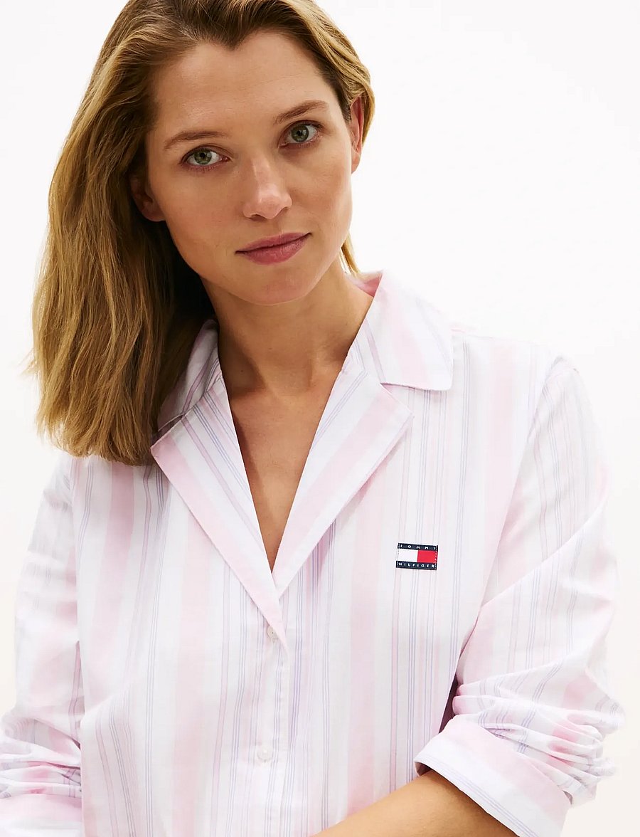 Tommy Hilfiger - LS POPLIN NIGHTDRESS - natkjoler - classic pink multi stripe - 2