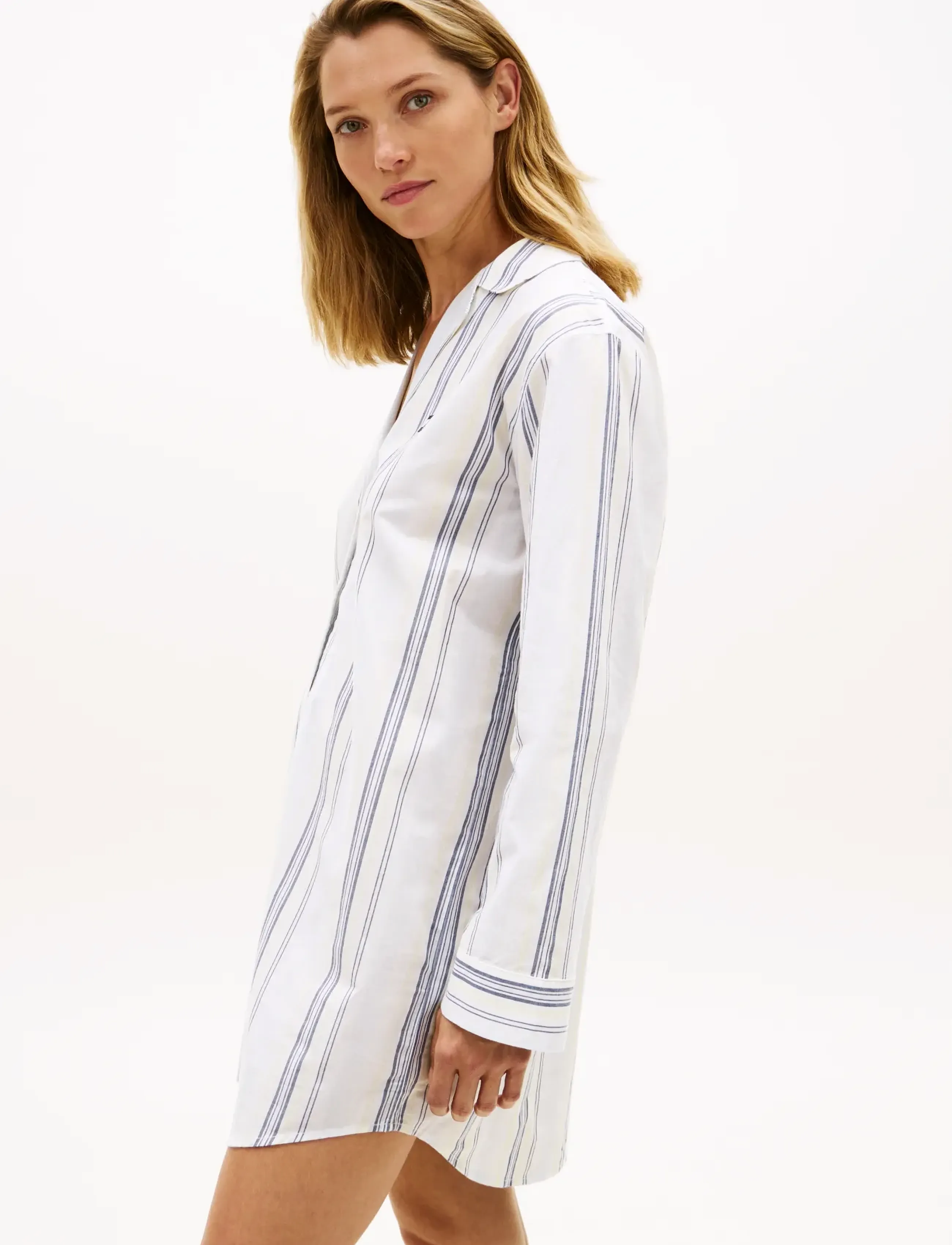 Tommy Hilfiger - LS POPLIN NIGHTDRESS - natkjoler - keepsake blue multi stripe - 2