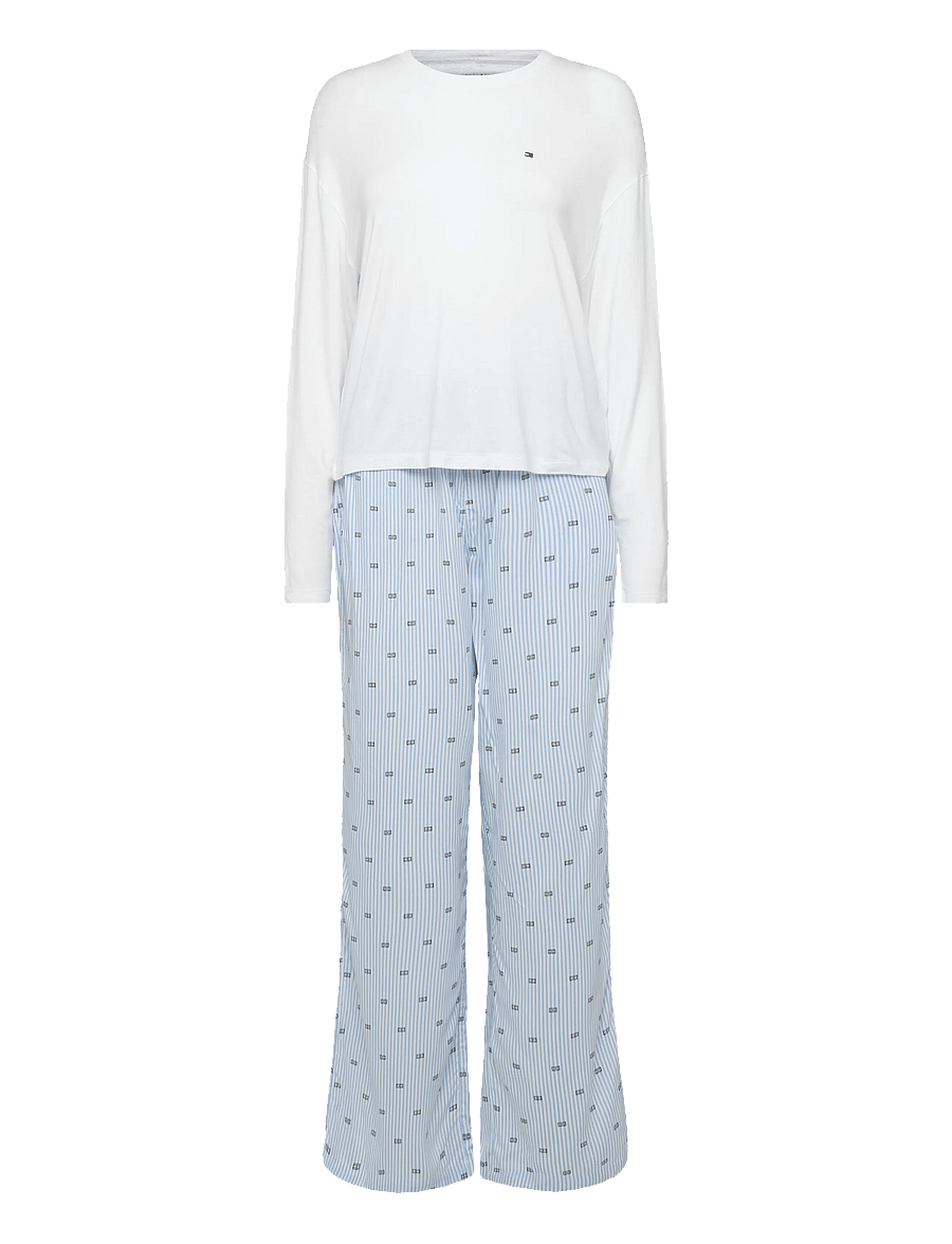 Tommy Hilfiger - LS MIX WOVEN PANTS PJ SET - pyjamas - white flag ithaca critter - 1